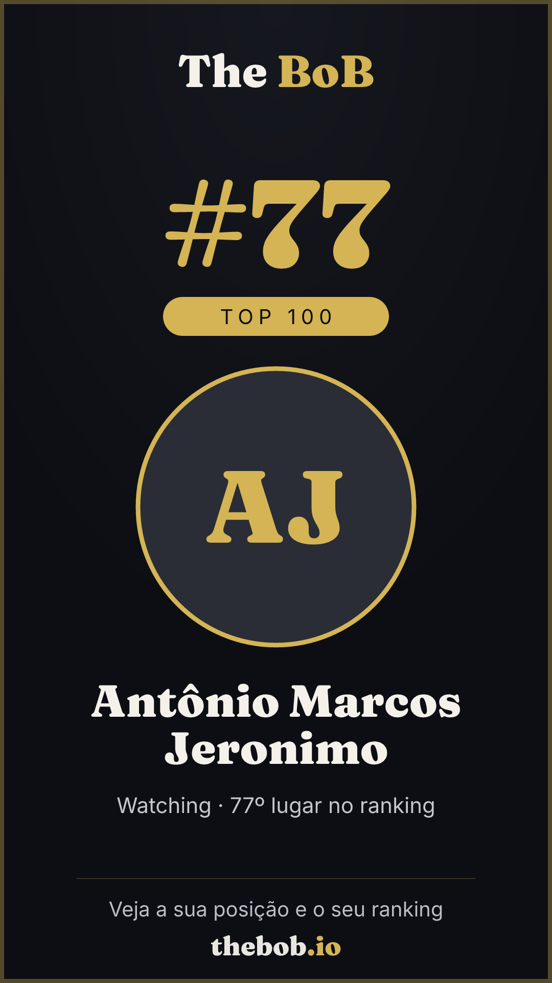 Selo The BoB · Antônio Marcos Jeronimo