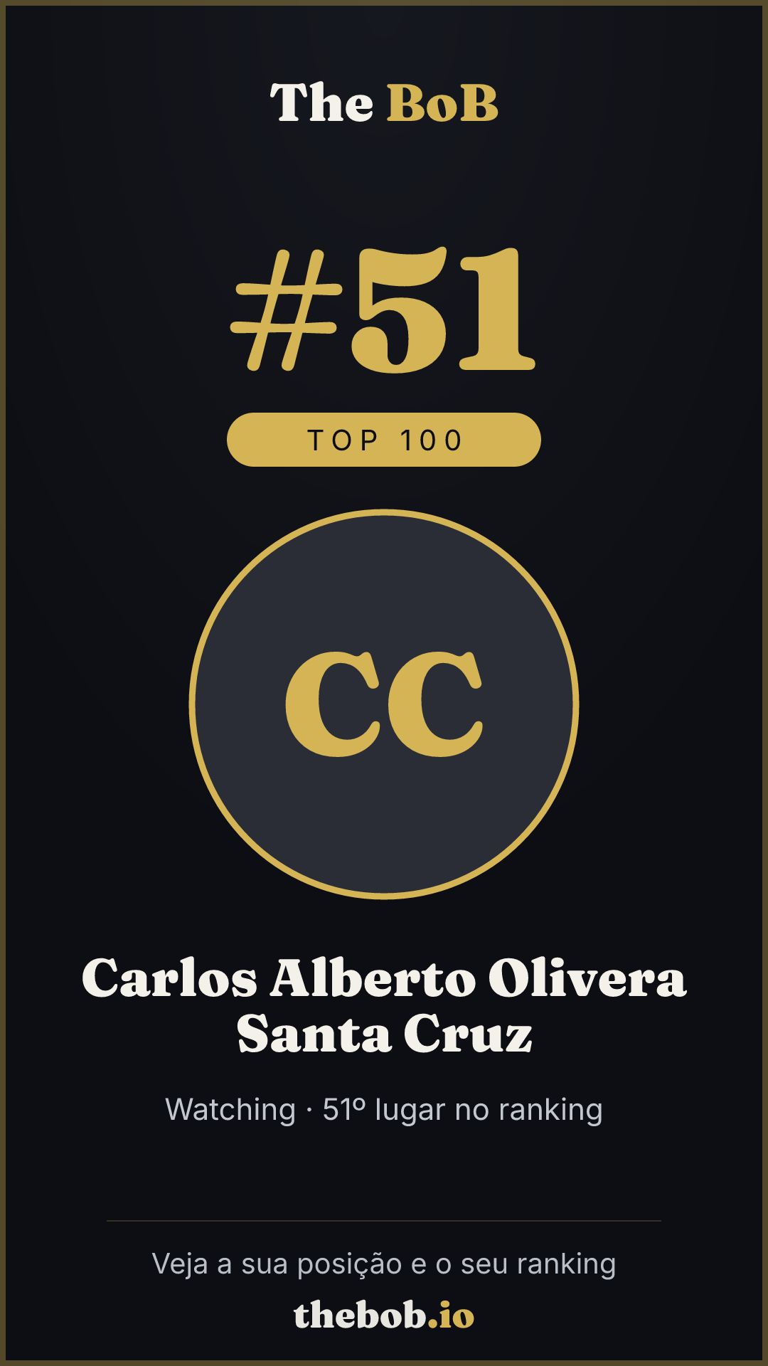 Selo The BoB · Carlos Alberto Olivera Santa Cruz