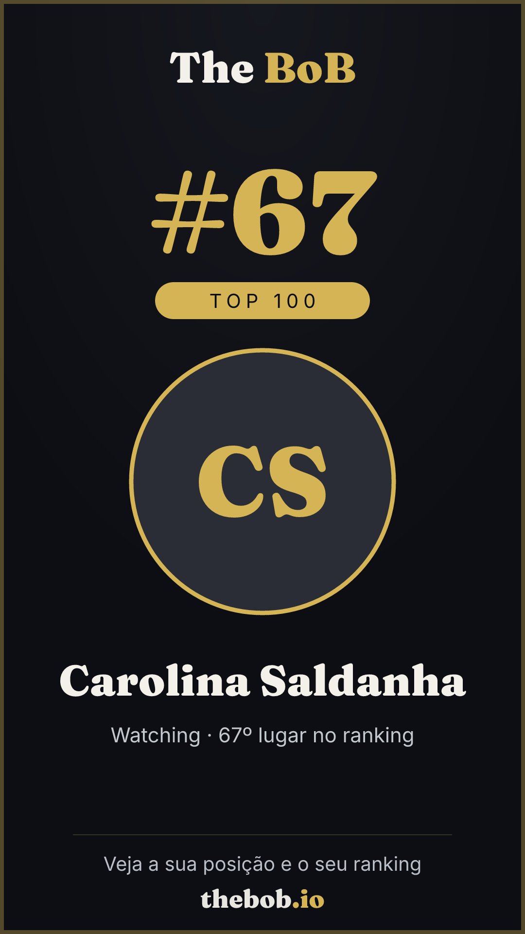 Selo The BoB · Carolina Saldanha