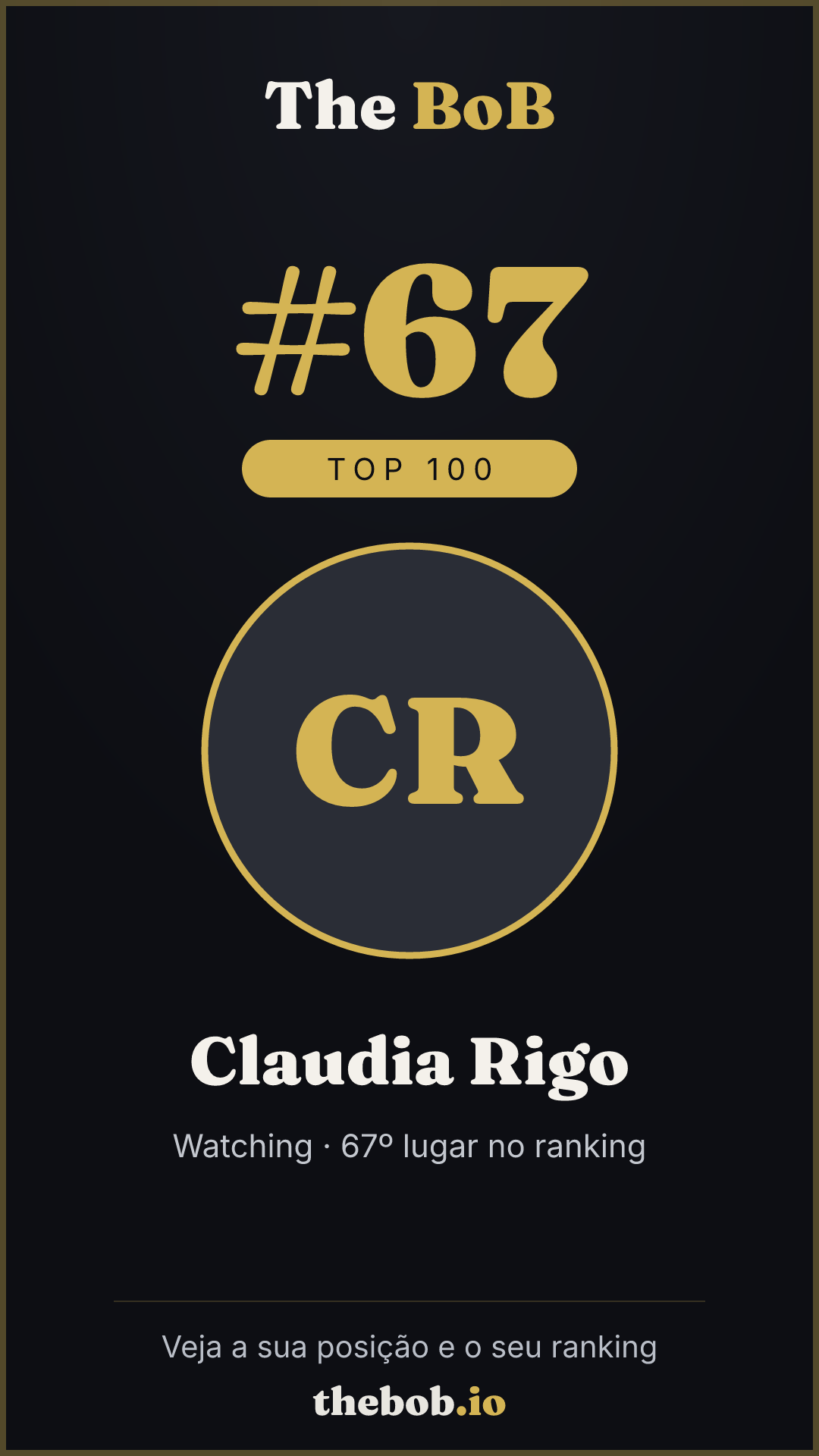 Selo The BoB · Claudia Rigo