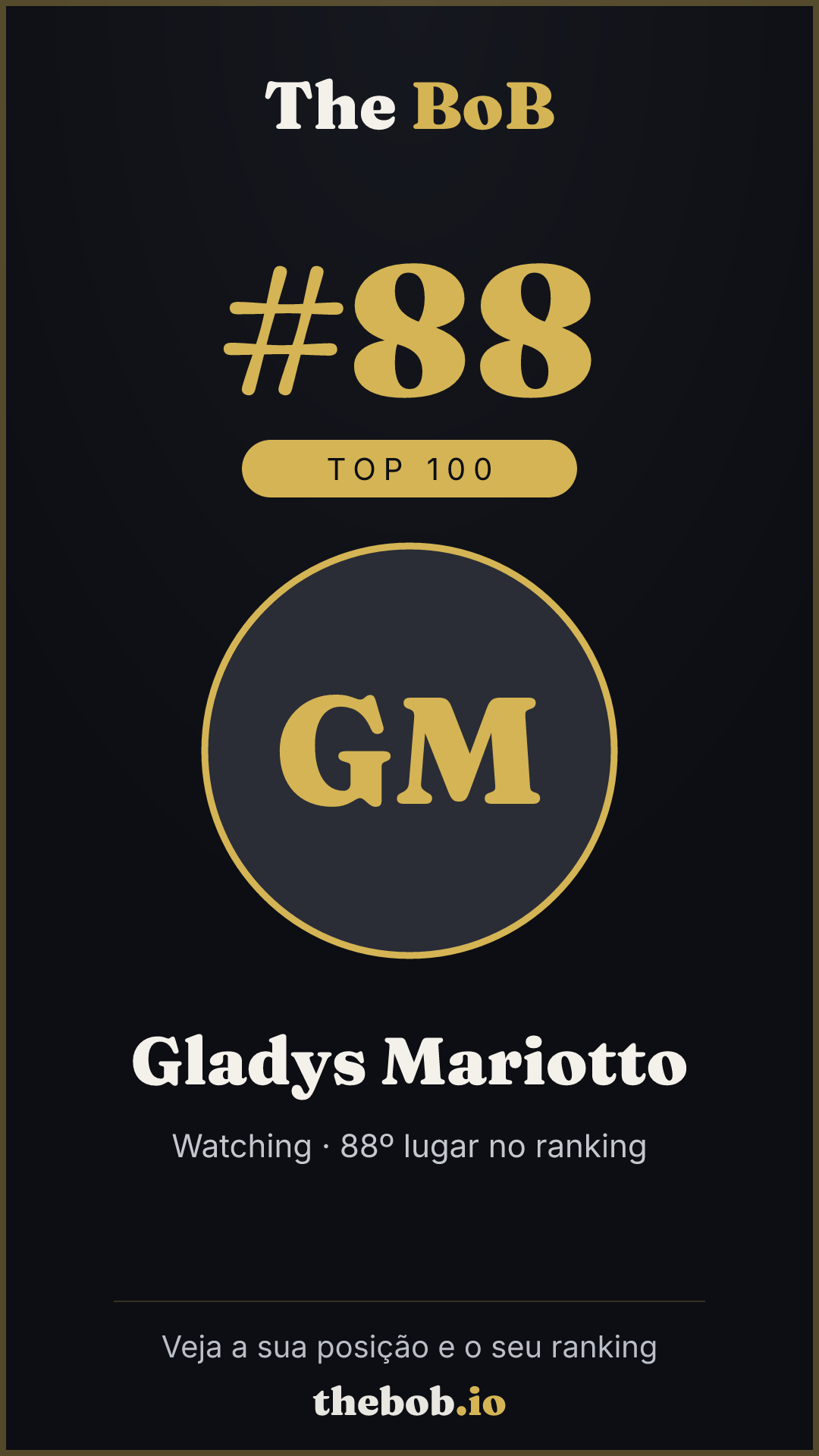 Selo The BoB · Gladys Mariotto