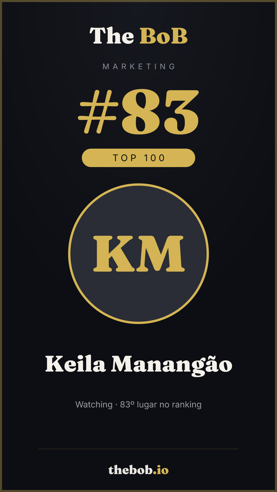 Selo The BoB · Keila Manangão
