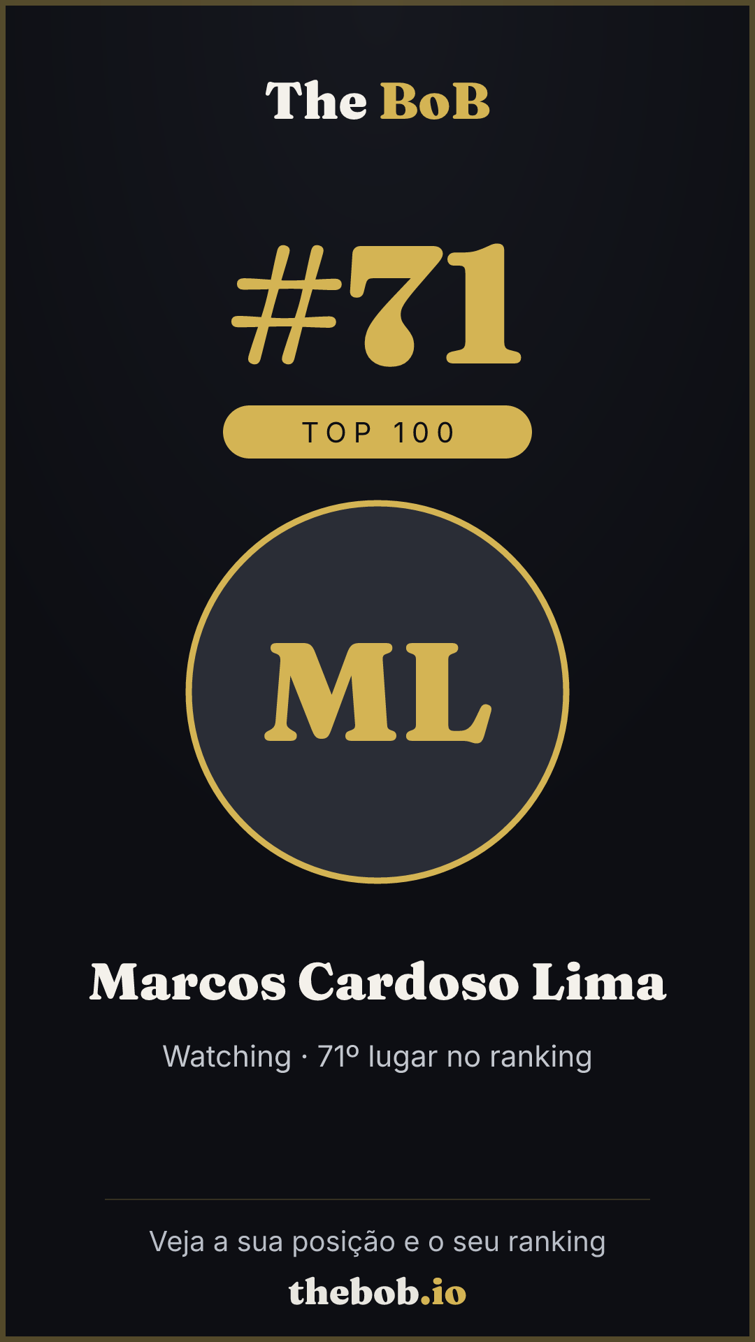 Selo The BoB · Marcos Cardoso Lima