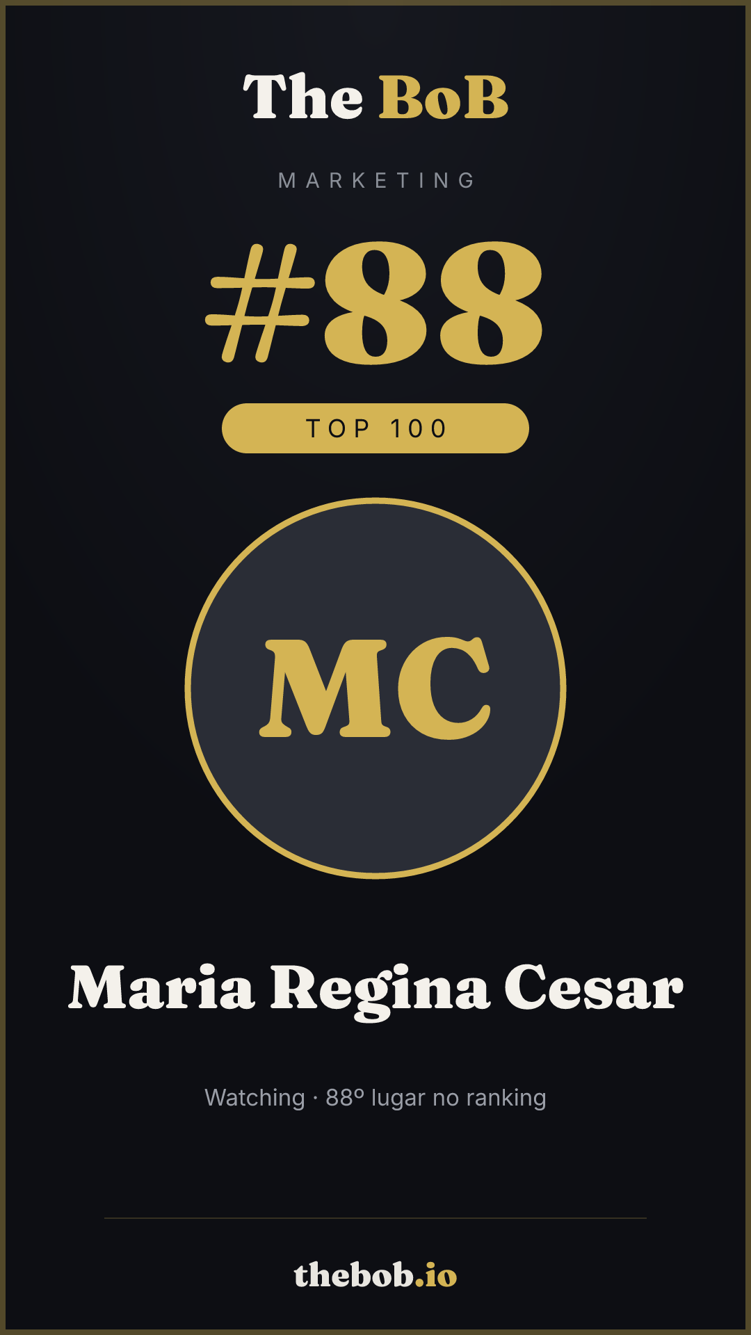 Selo The BoB · Maria Regina Cesar