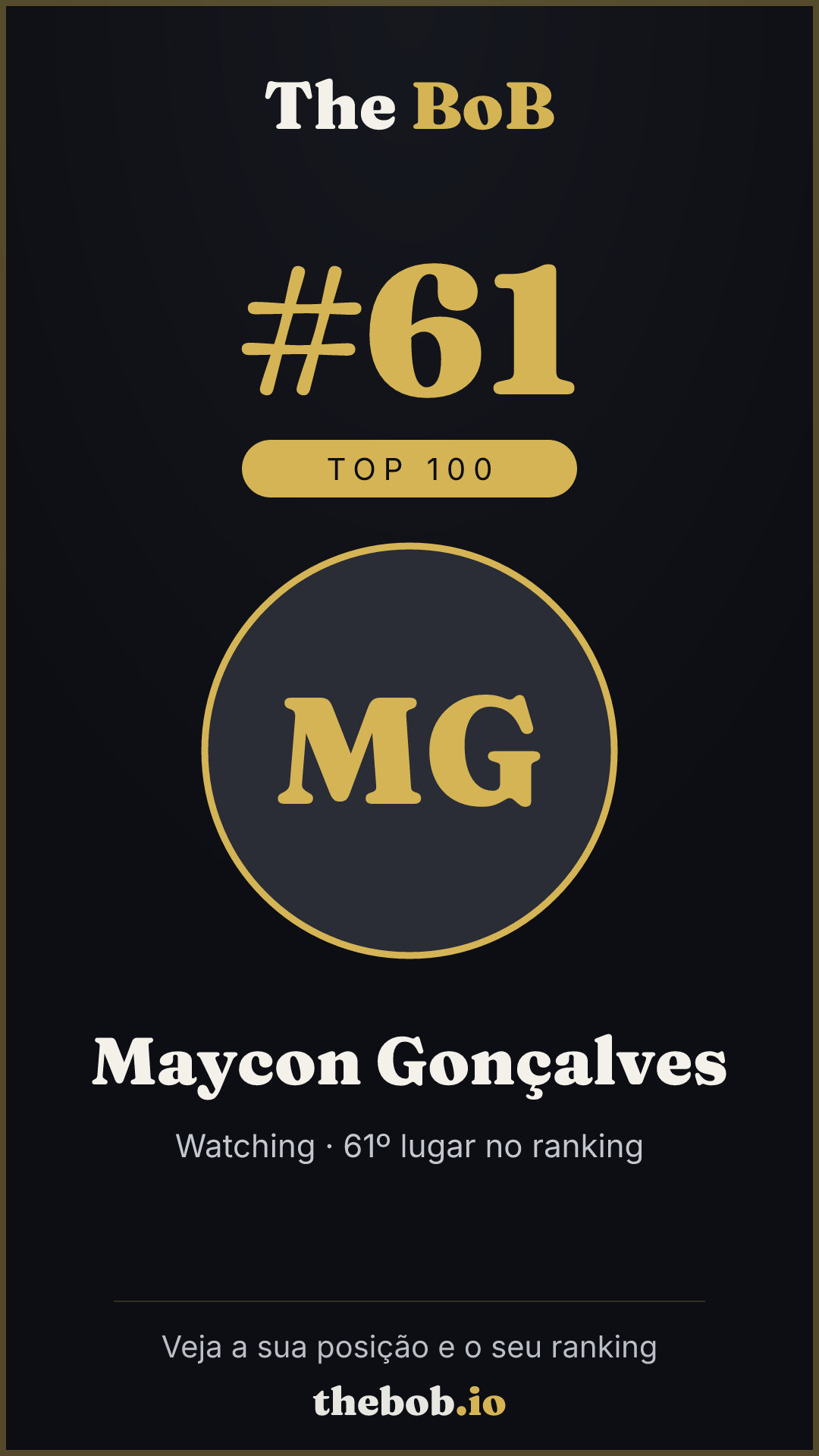 Selo The BoB · Maycon Gonçalves