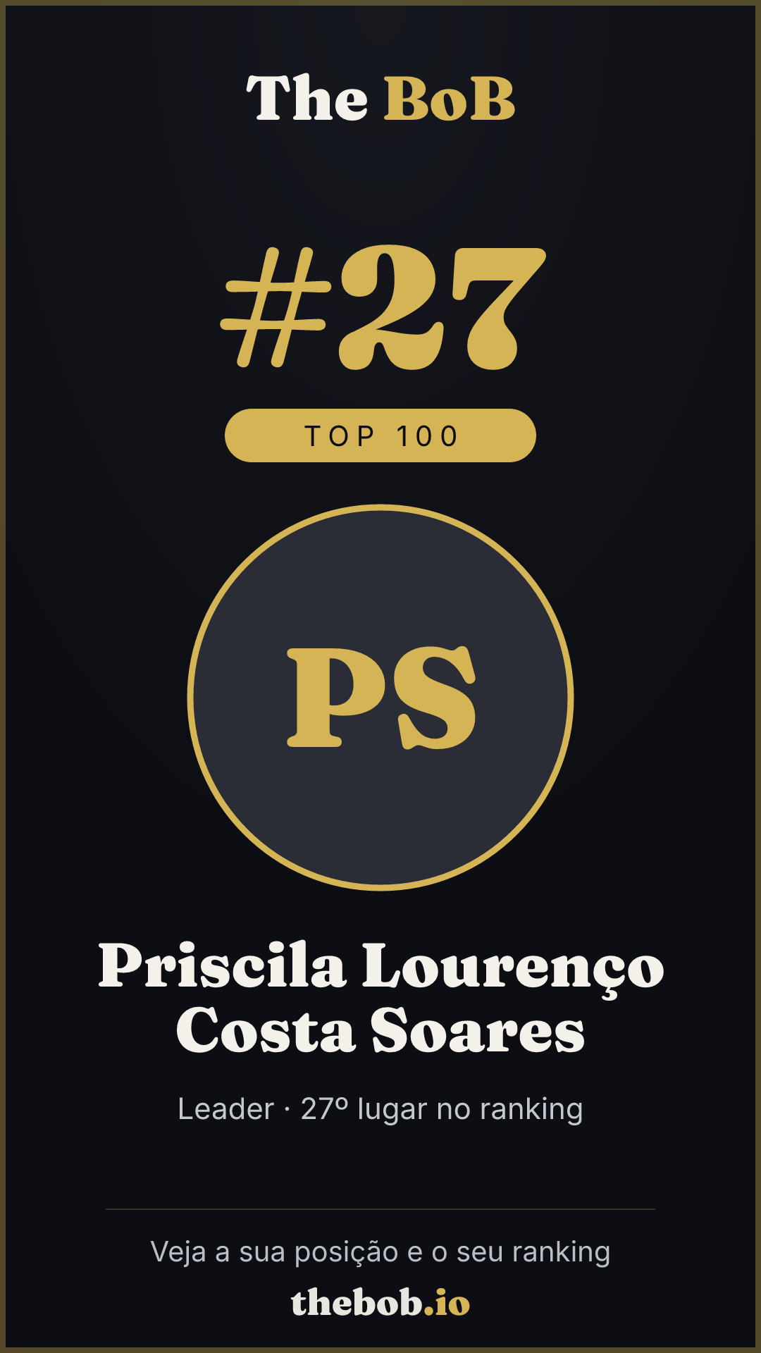 Selo The BoB · Priscila Lourenço Costa Soares