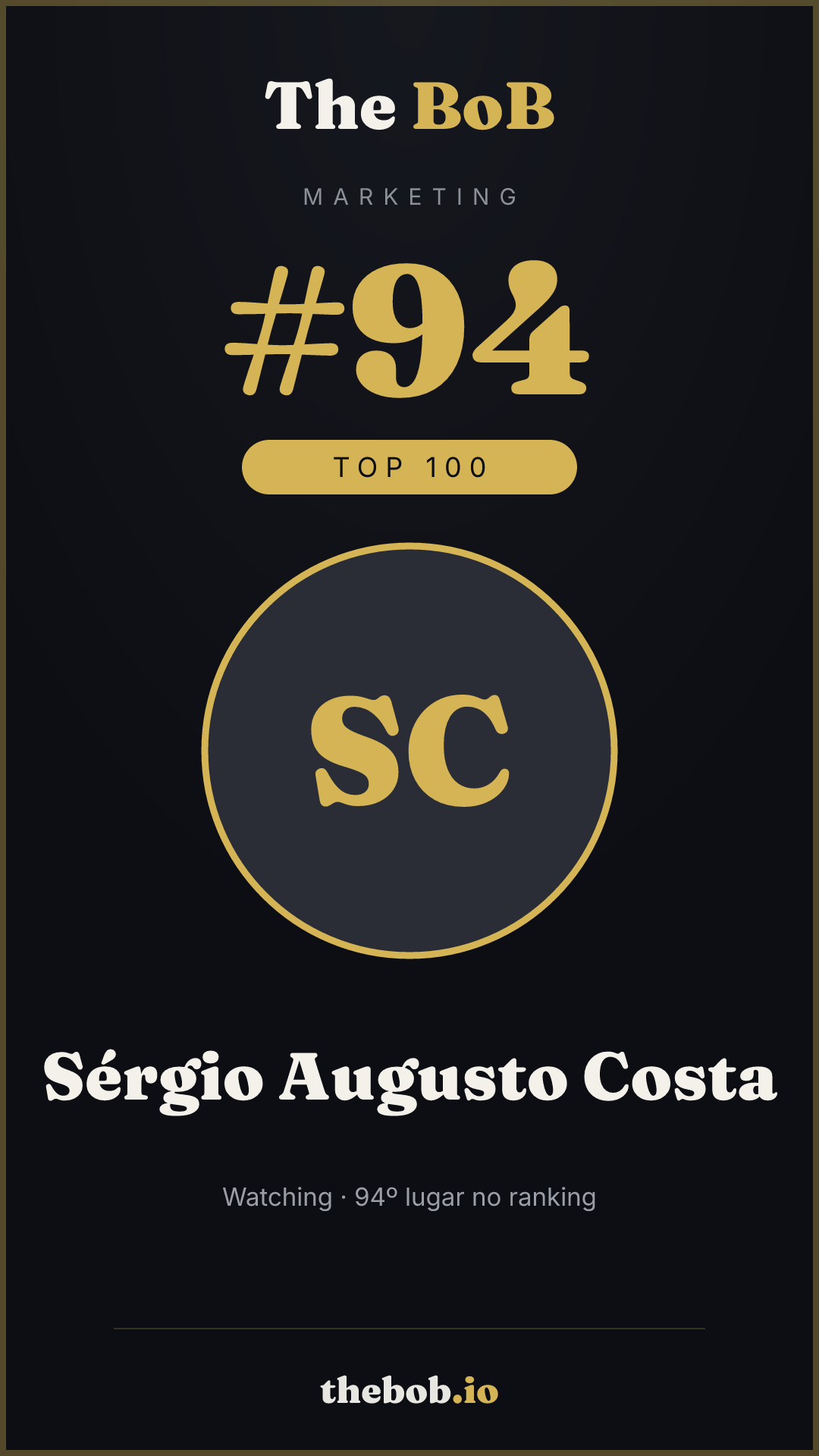 Selo The BoB · Sérgio Augusto Costa