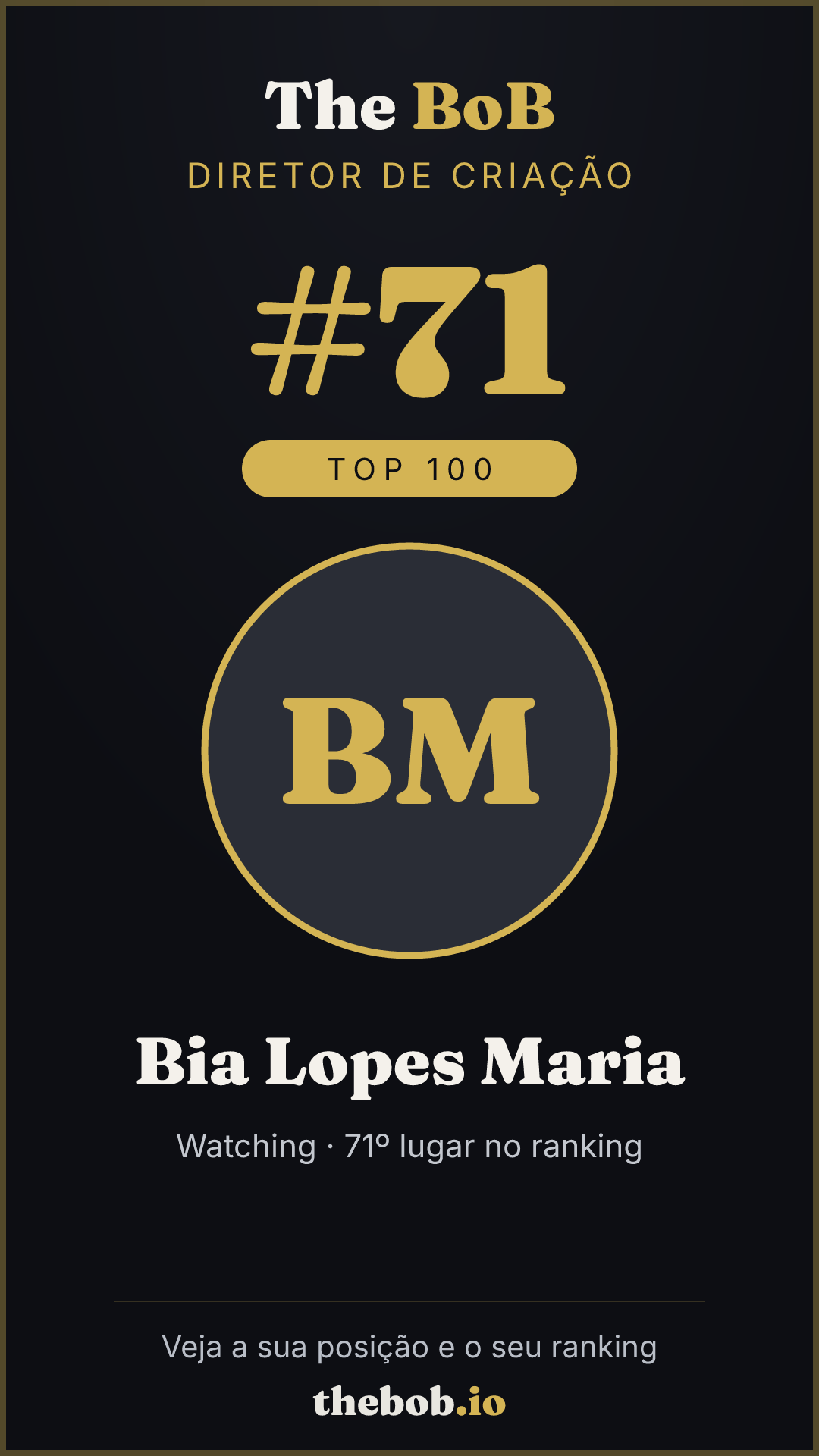 Selo The BoB · Bia Lopes Maria