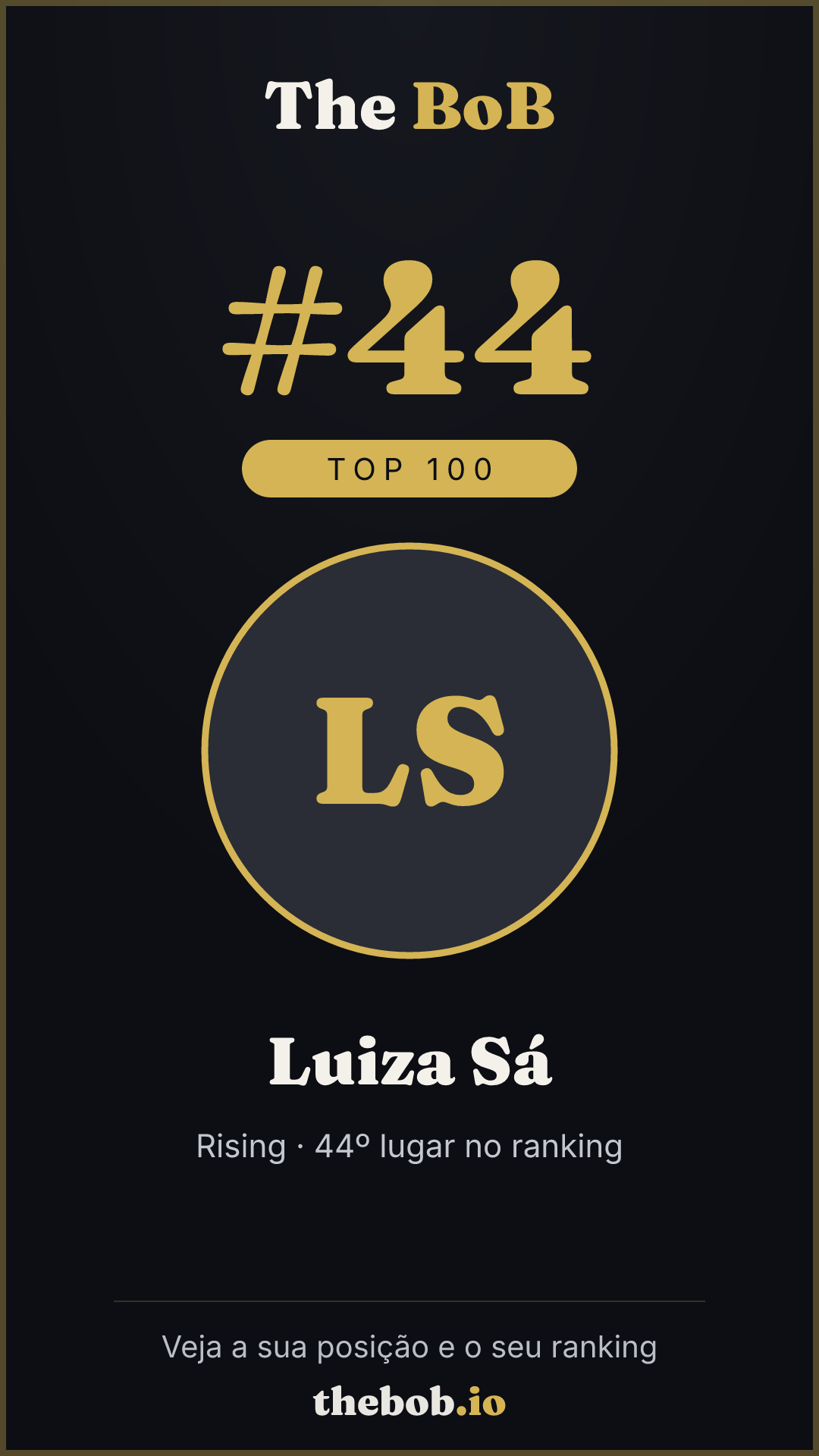 Selo The BoB · Luiza Sá