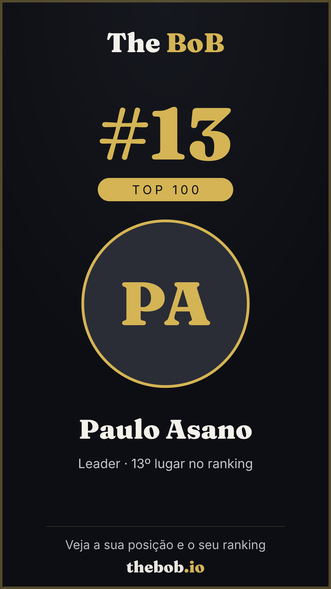 Selo The BoB · Paulo Asano