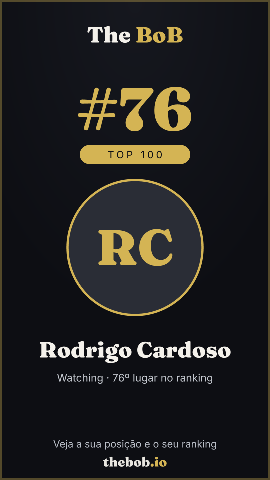 Selo The BoB · Rodrigo Cardoso