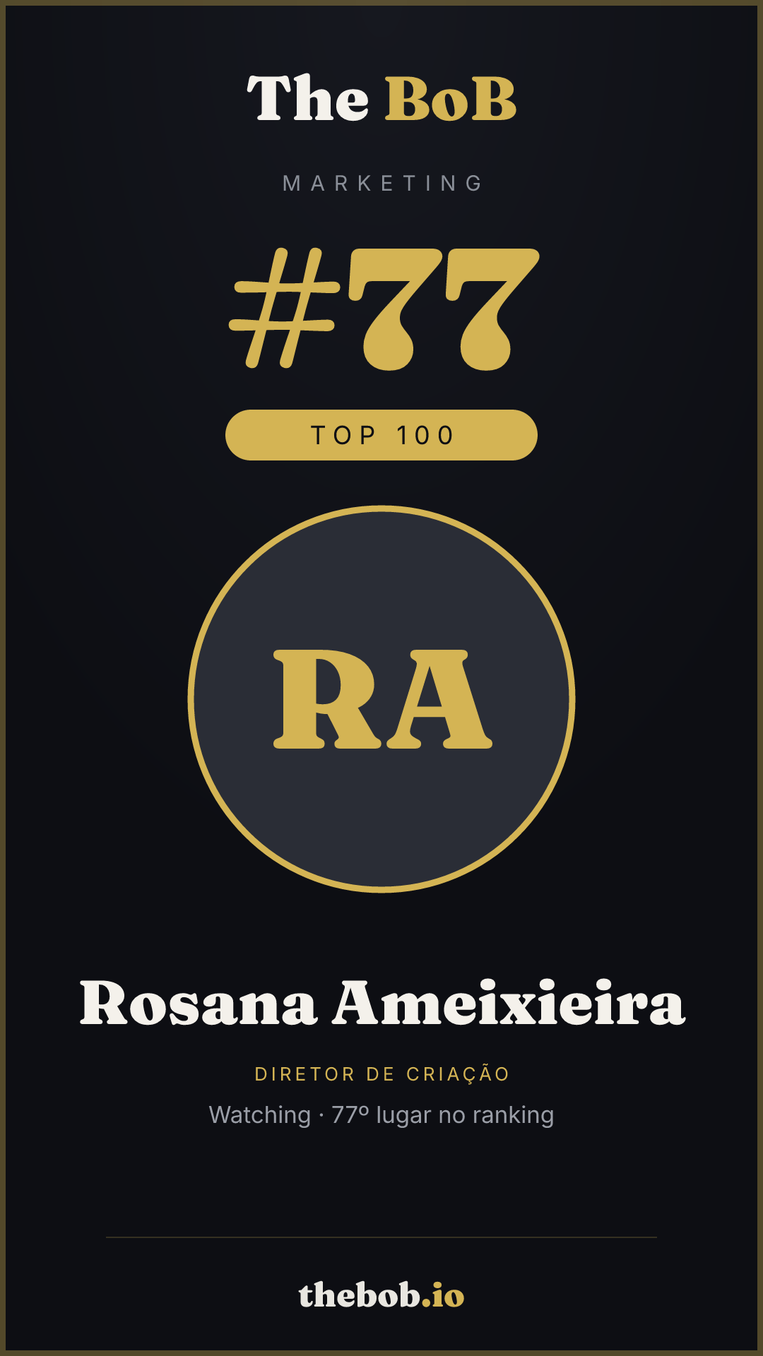 Selo The BoB · Rosana Ameixieira