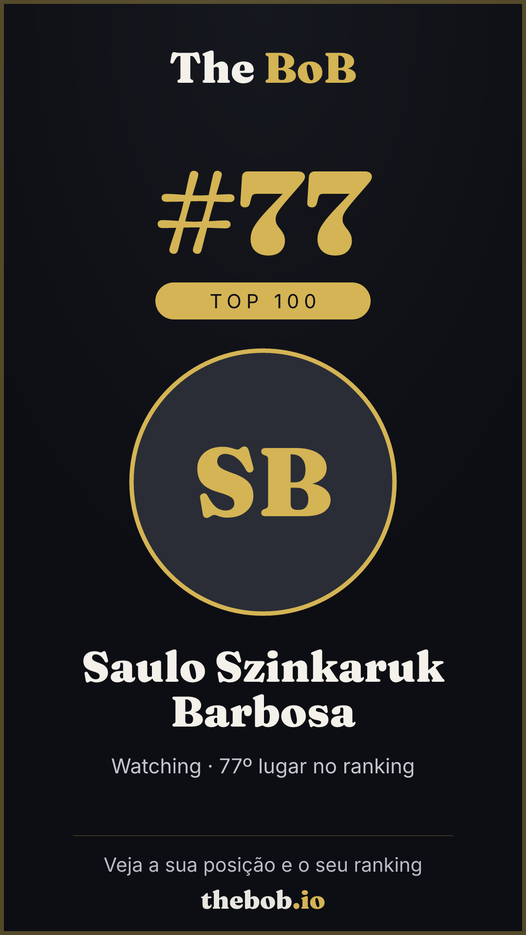 Selo The BoB · Saulo Szinkaruk Barbosa