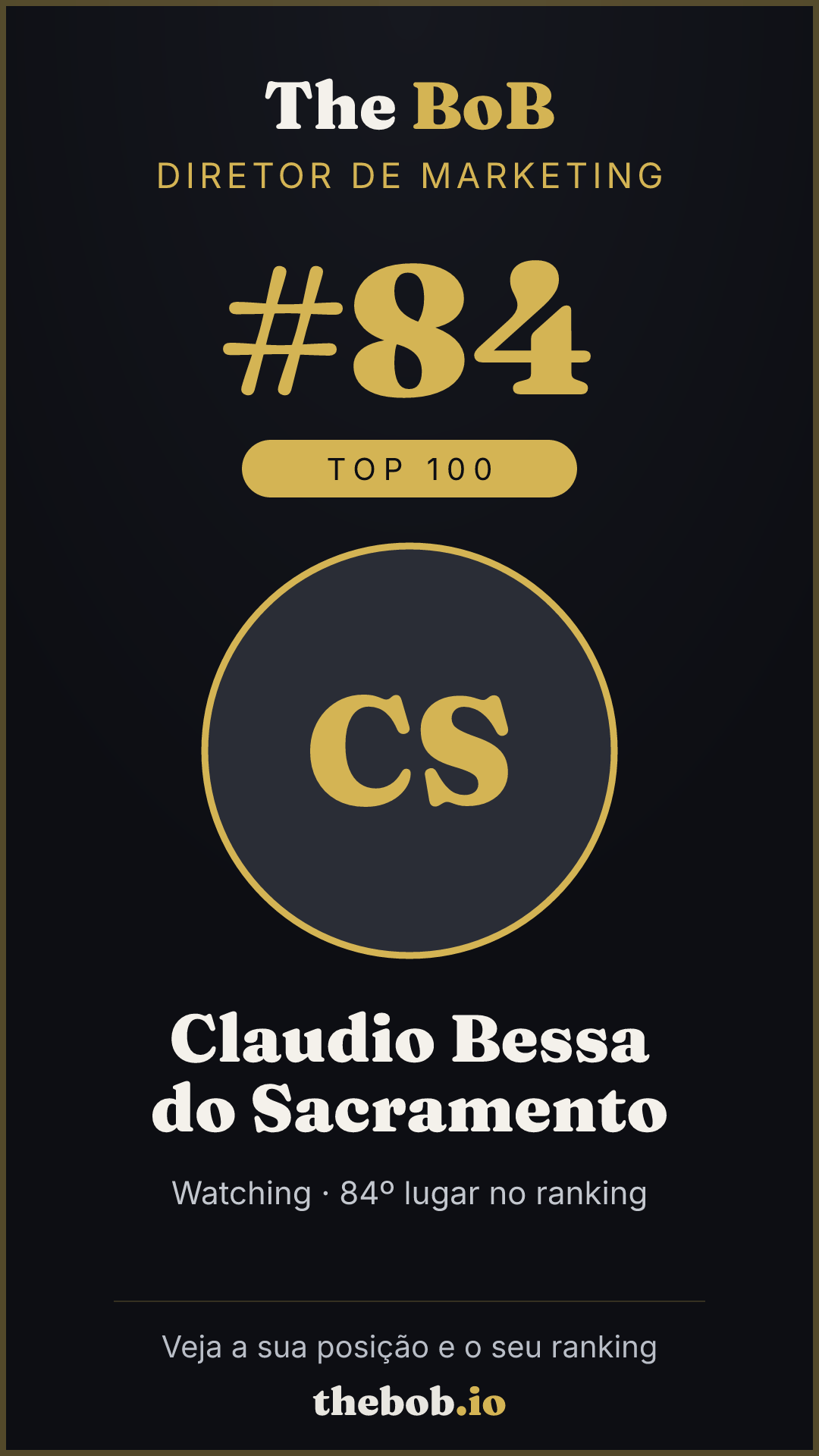 Selo The BoB · Claudio Bessa do Sacramento