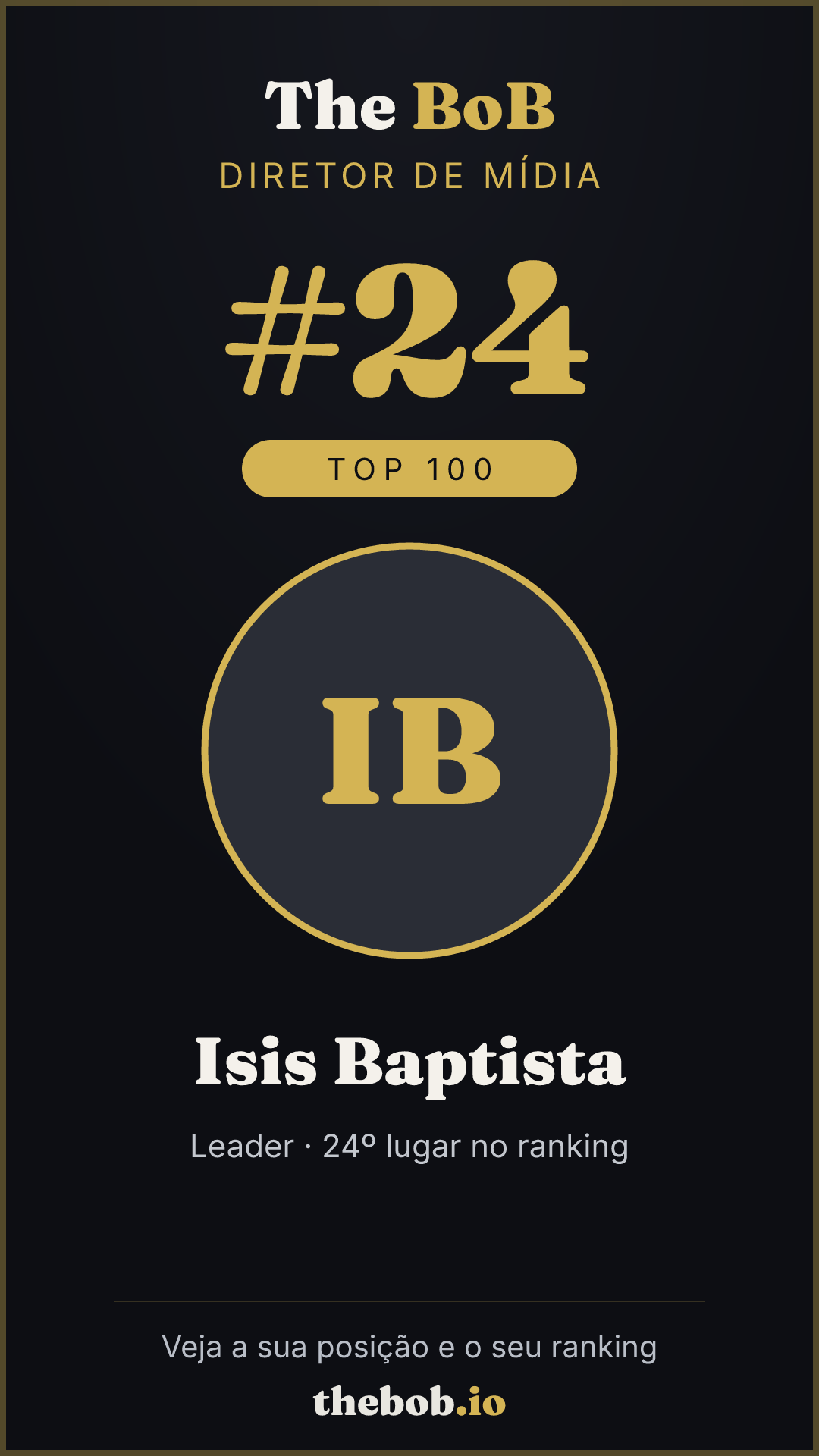 Selo The BoB · Isis Baptista