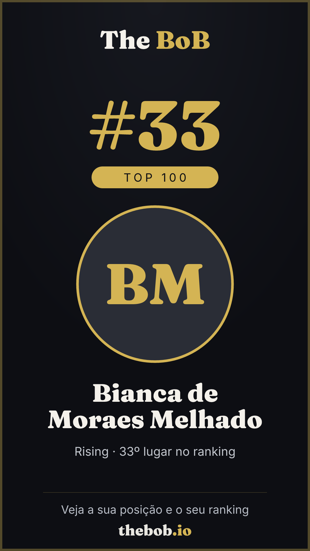 Selo The BoB · Bianca de Moraes Melhado