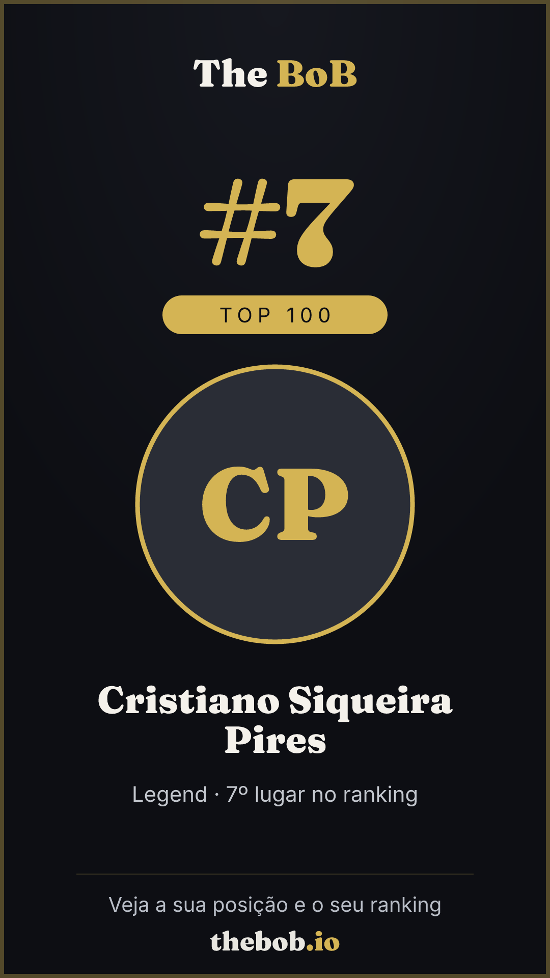 Selo The BoB · Cristiano Siqueira Pires