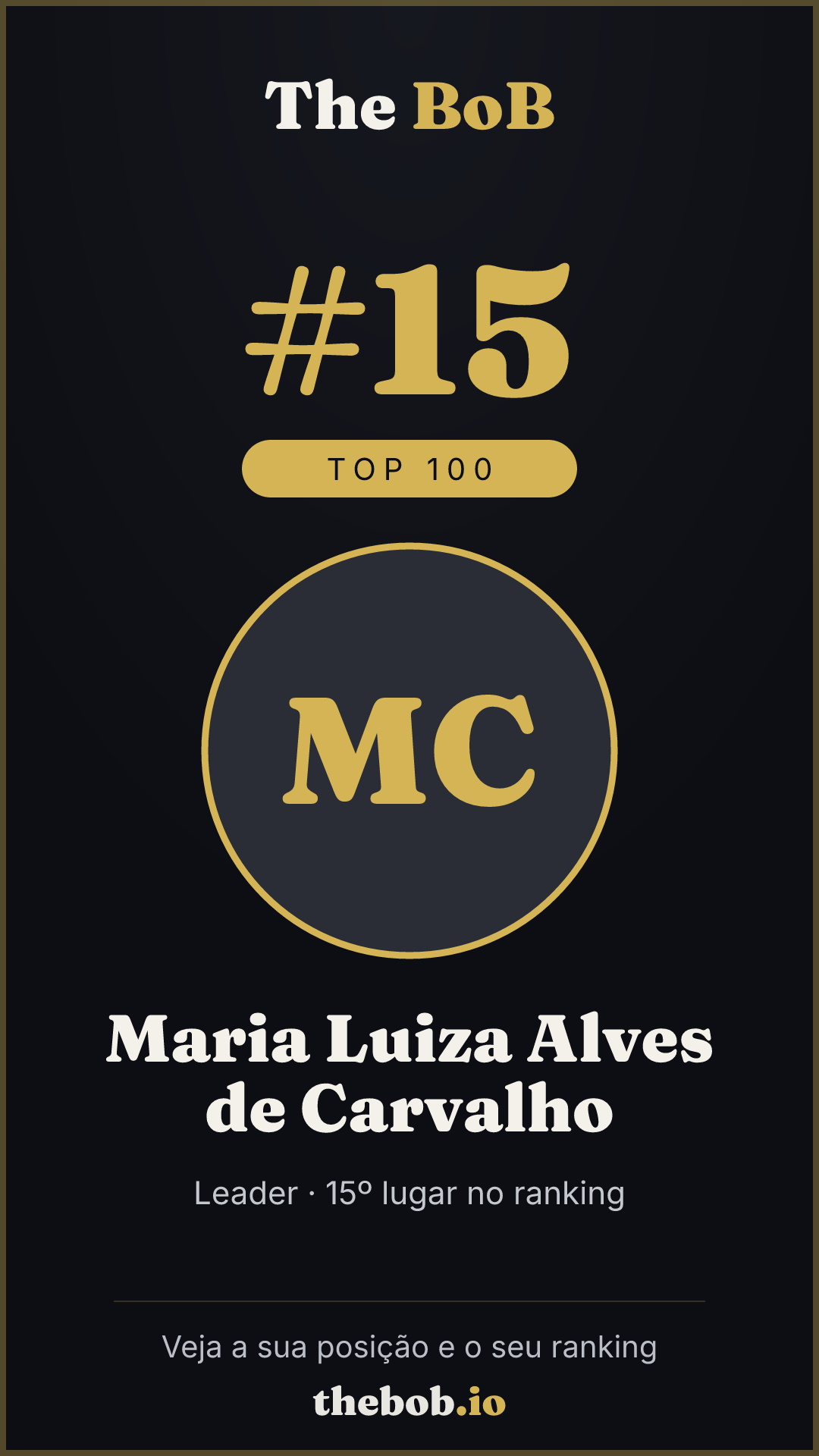 Selo The BoB · Maria Luiza Alves de Carvalho