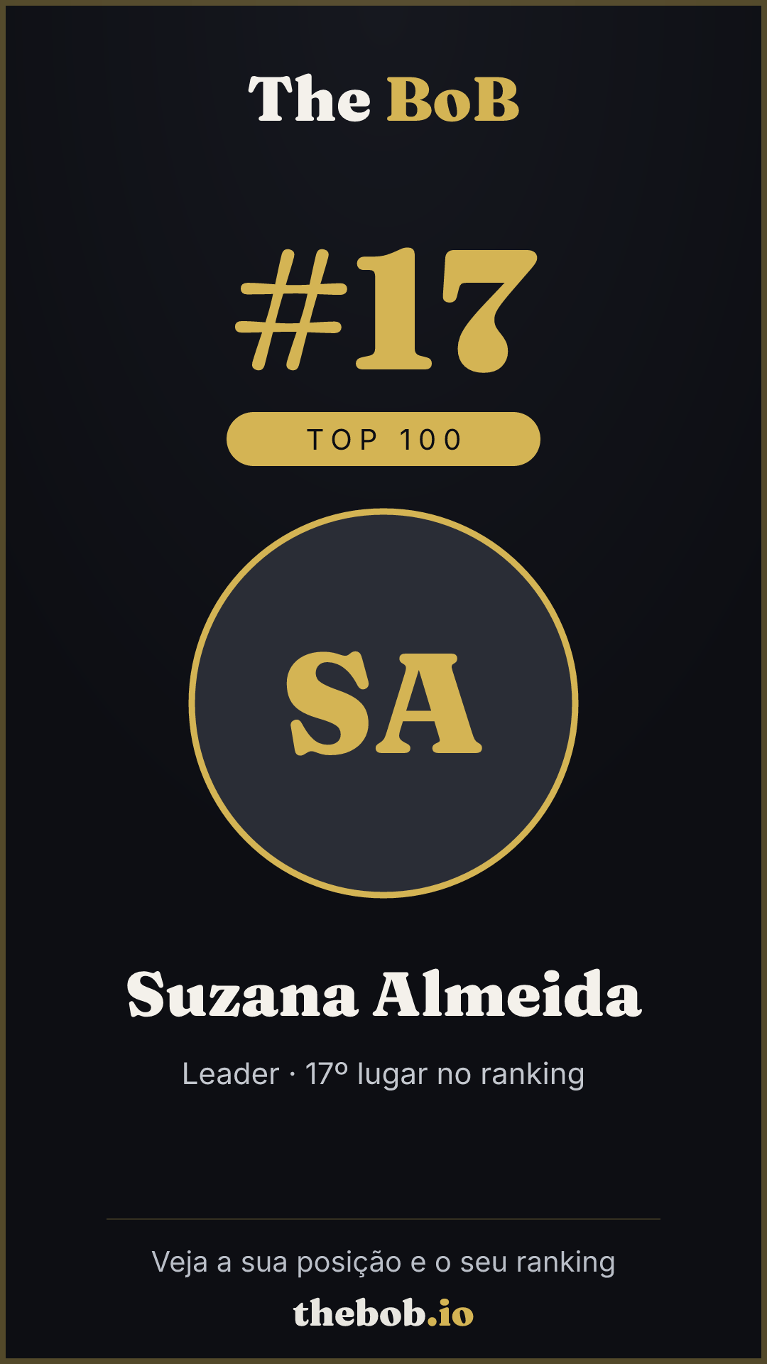 Selo The BoB · Suzana Almeida