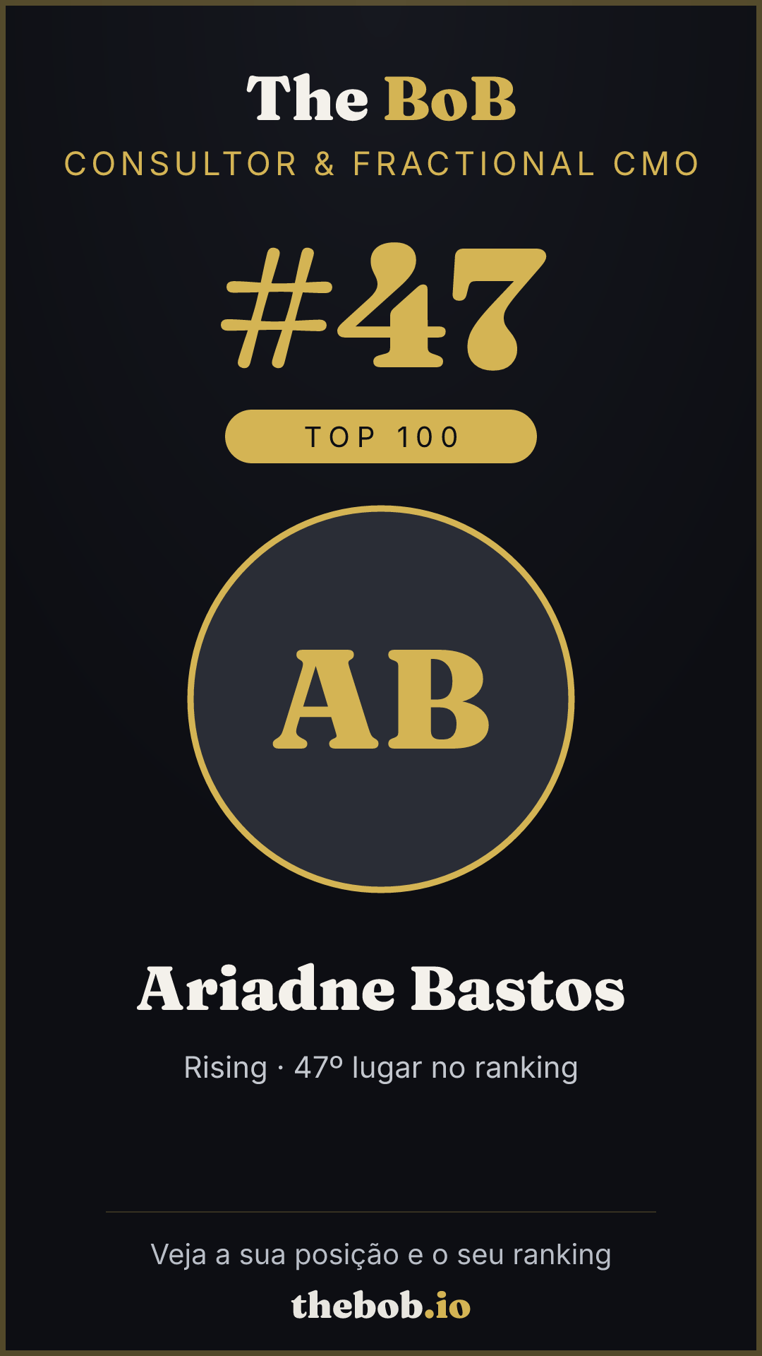 Selo The BoB · Ariadne Bastos
