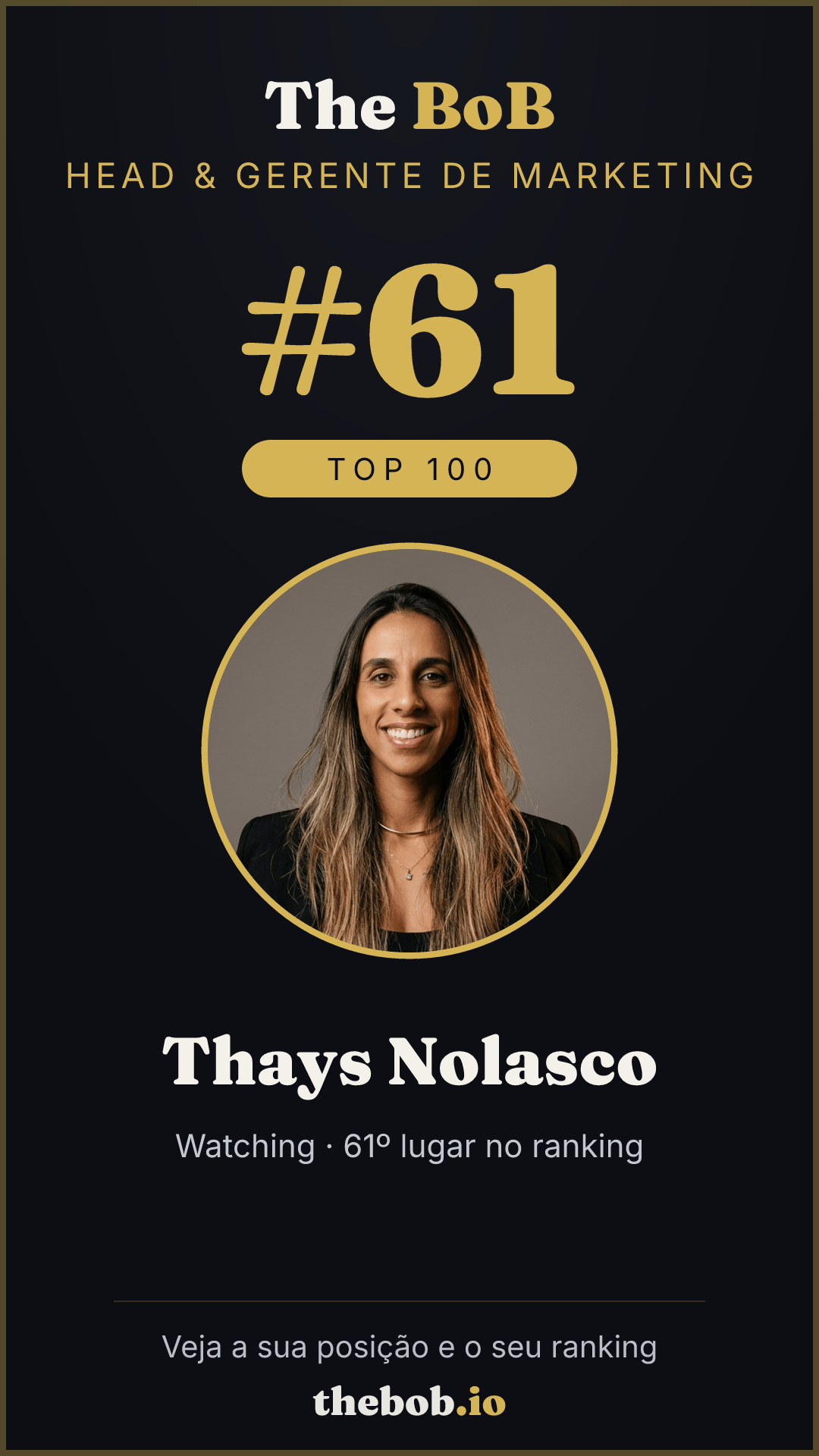 Selo The BoB · Thays Nolasco
