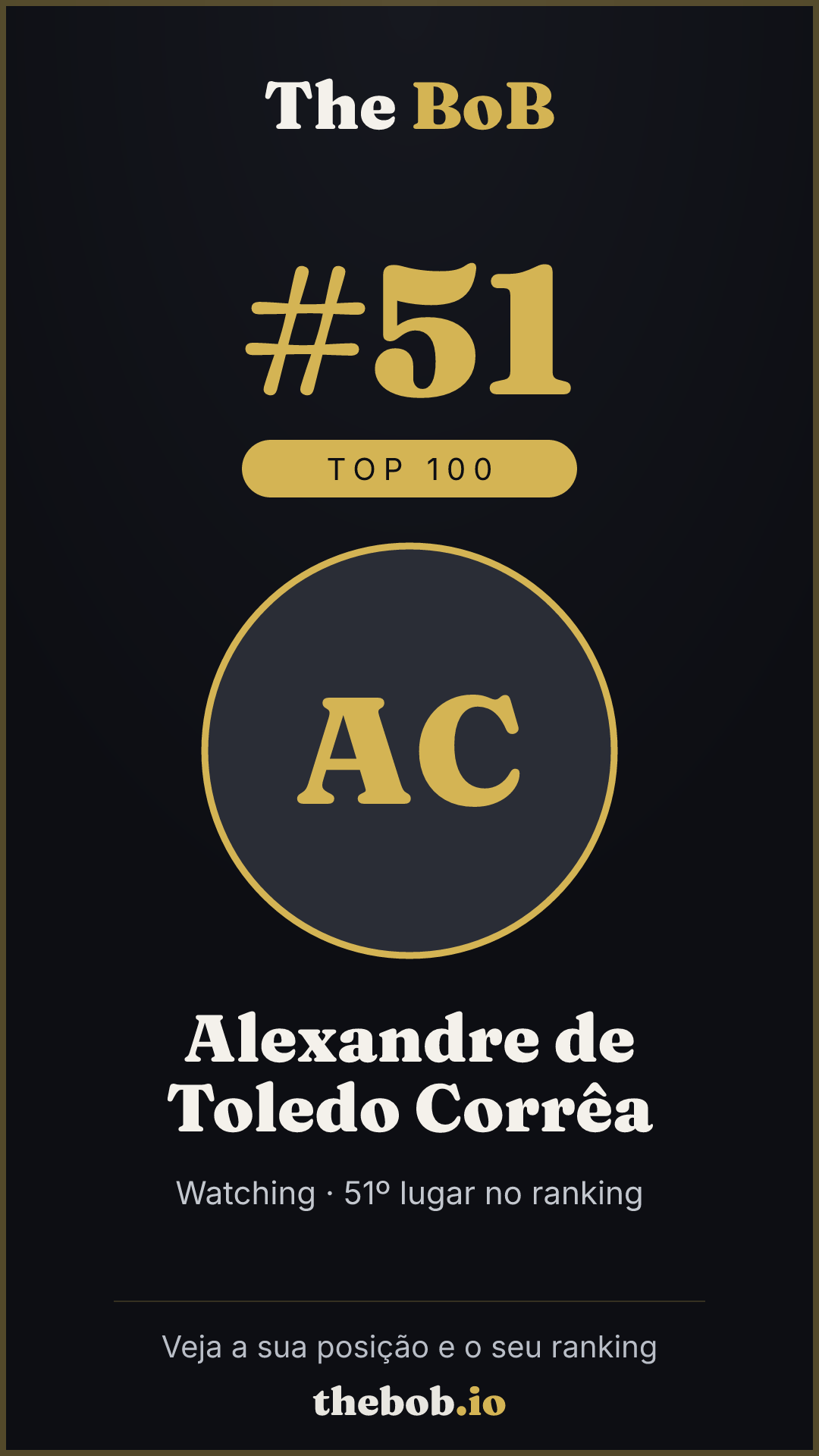 Selo The BoB · Alexandre de Toledo Corrêa