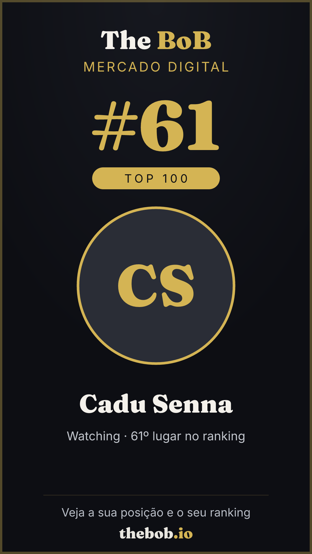 Selo The BoB · Cadu Senna