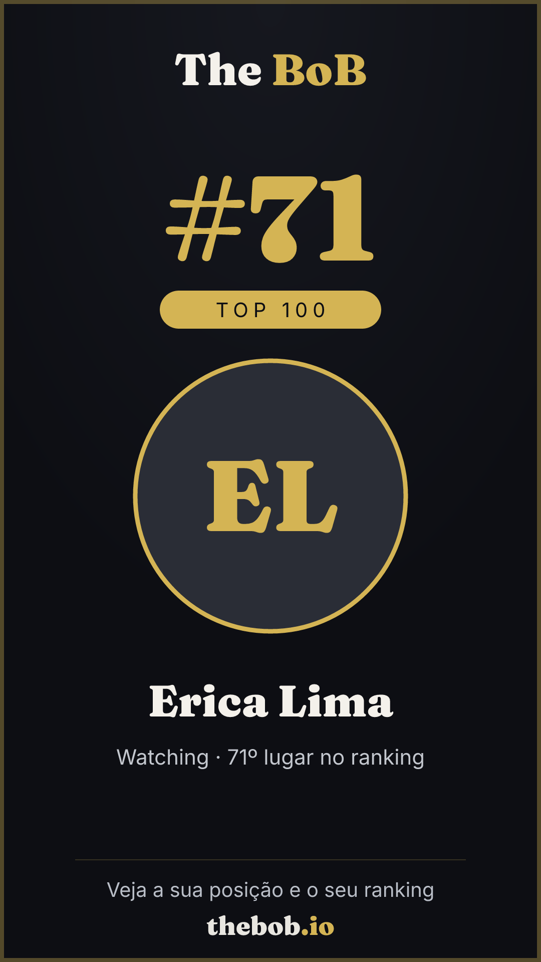 Selo The BoB · Erica Lima