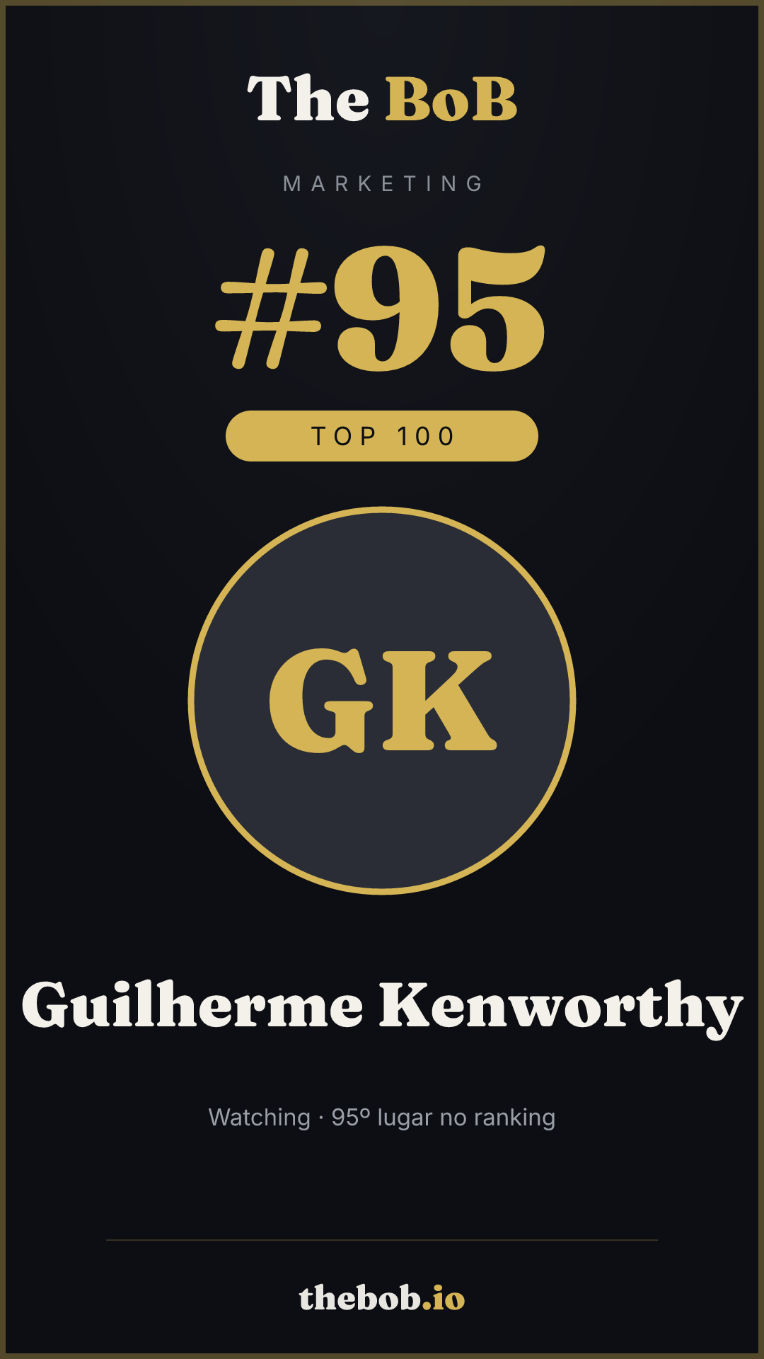 Selo The BoB · Guilherme Kenworthy