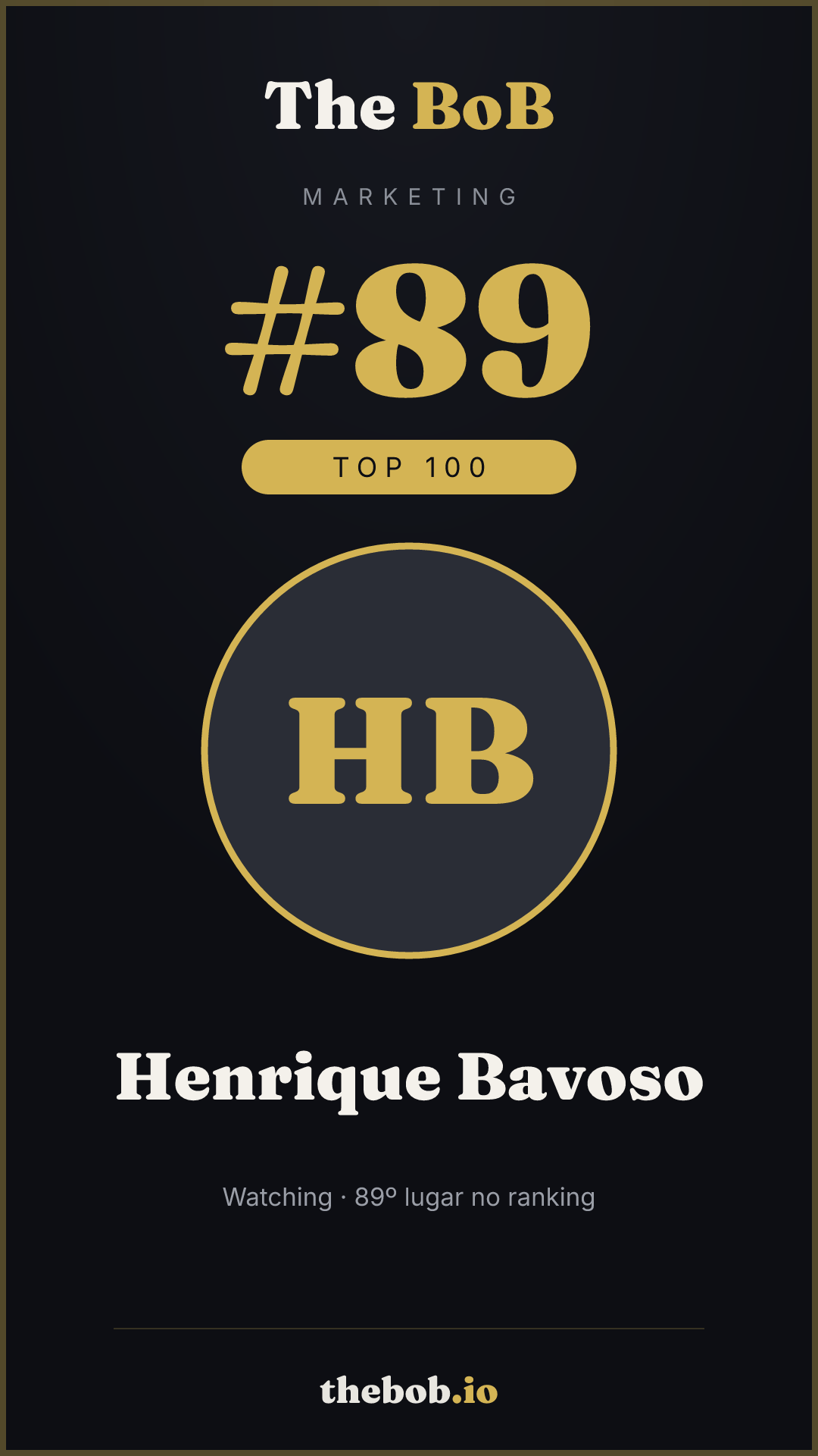 Selo The BoB · Henrique Bavoso
