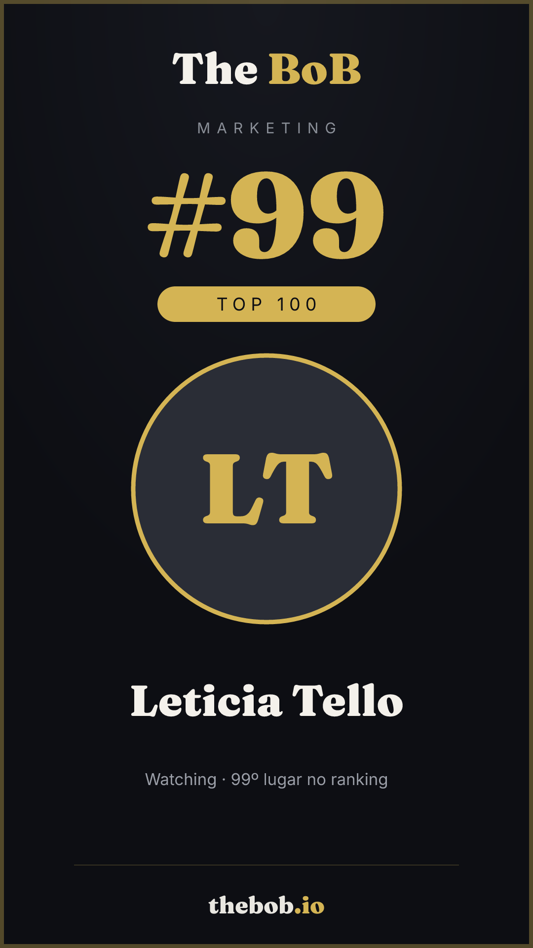 Selo The BoB · Leticia Tello