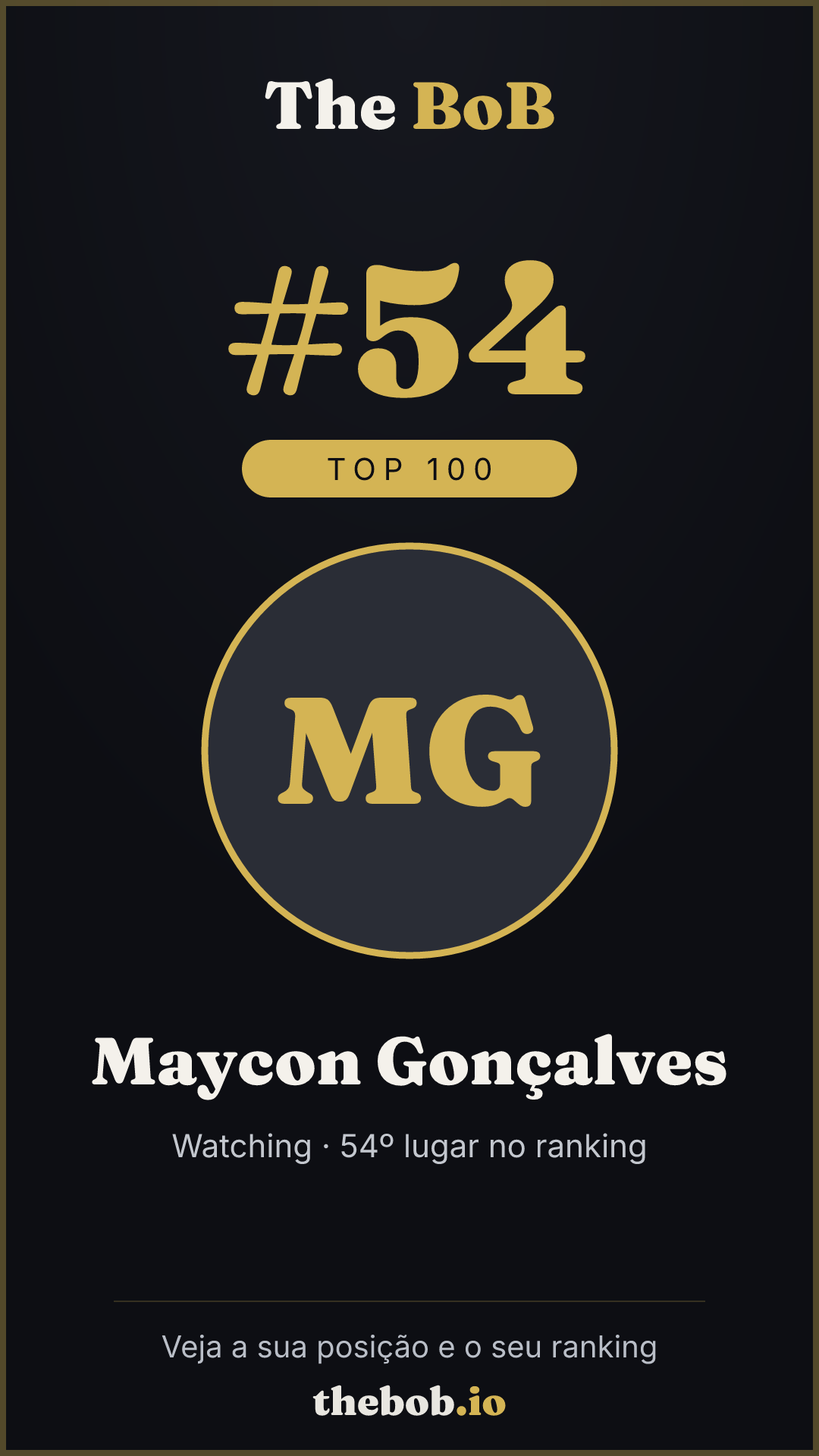 Selo The BoB · Maycon Gonçalves