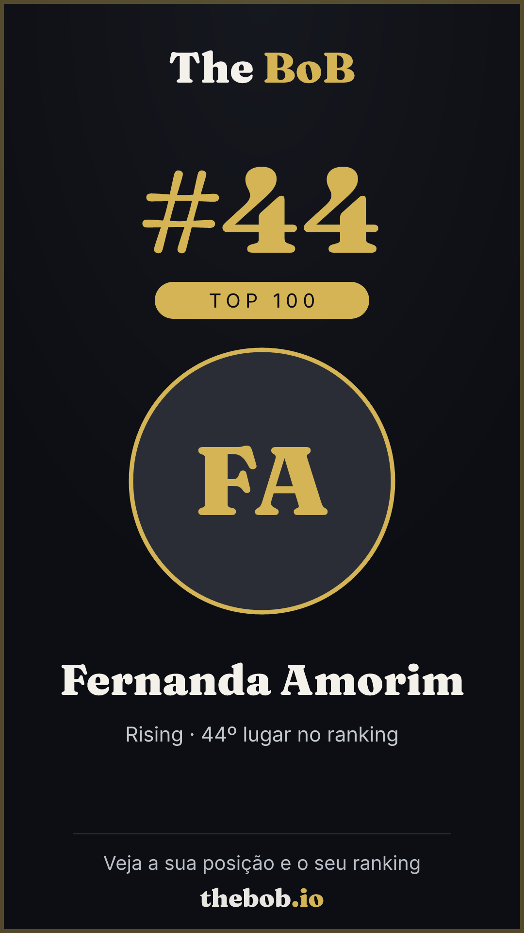 Selo The BoB · Fernanda Amorim