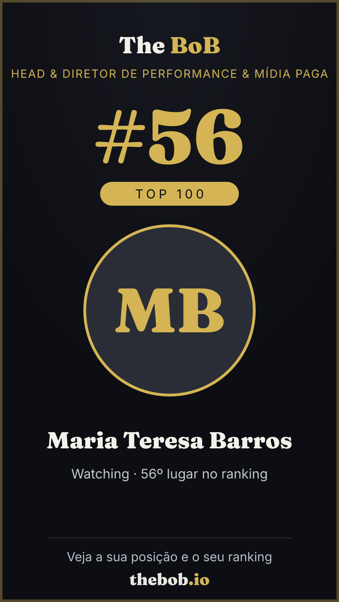 Selo The BoB · Maria Teresa Barros