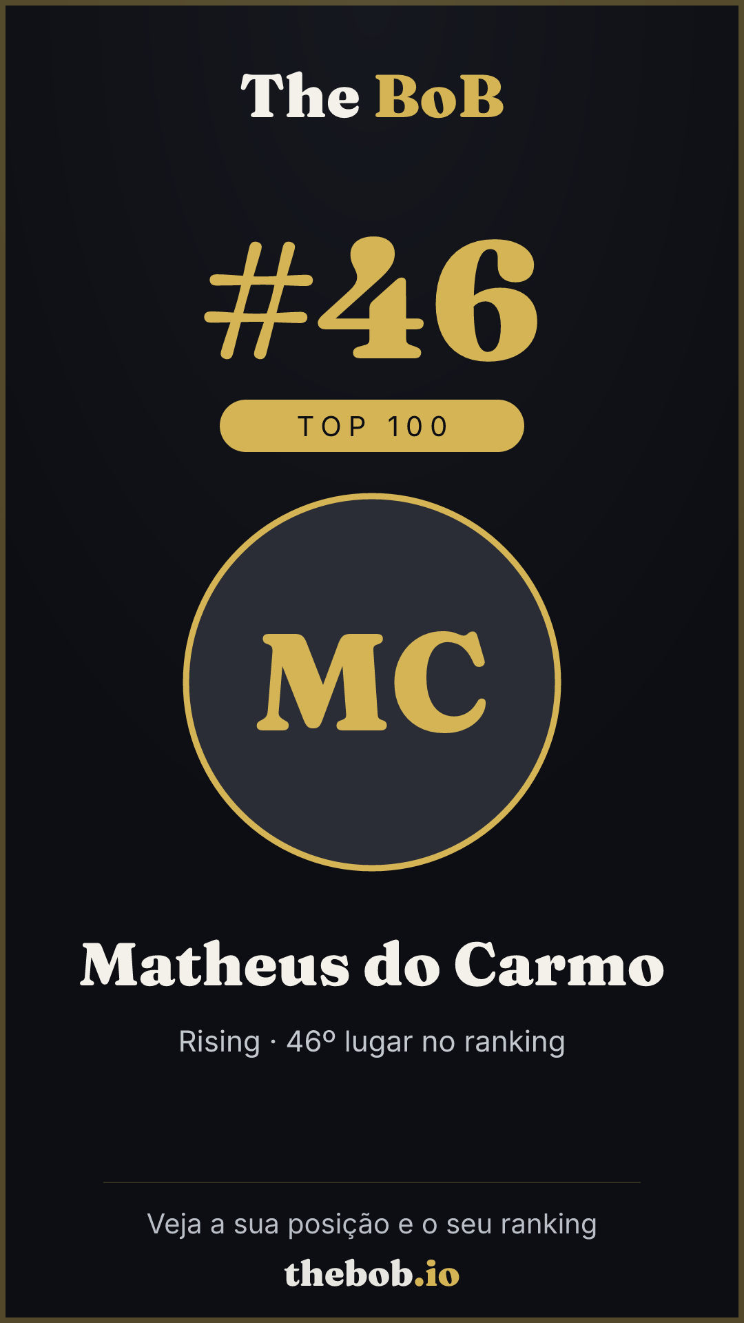 Selo The BoB · Matheus do Carmo