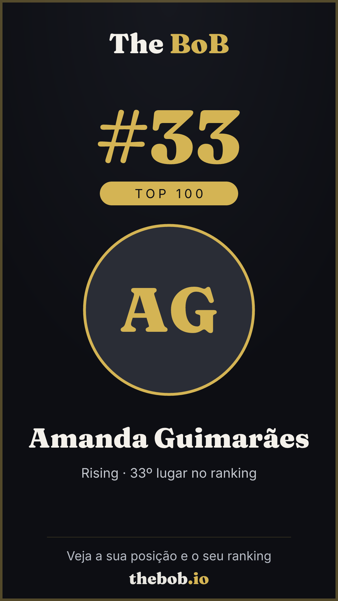 Selo The BoB · Amanda Guimarães