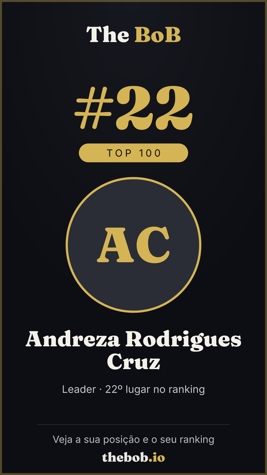 Selo The BoB · Andreza Rodrigues Cruz