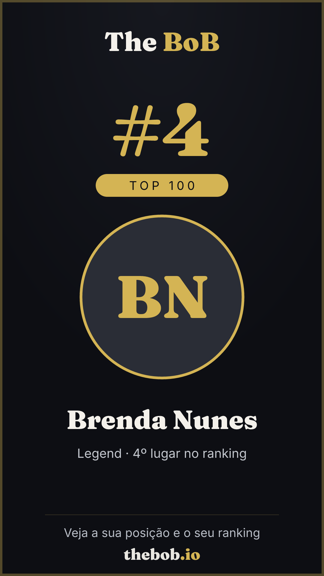 Selo The BoB · Brenda Nunes