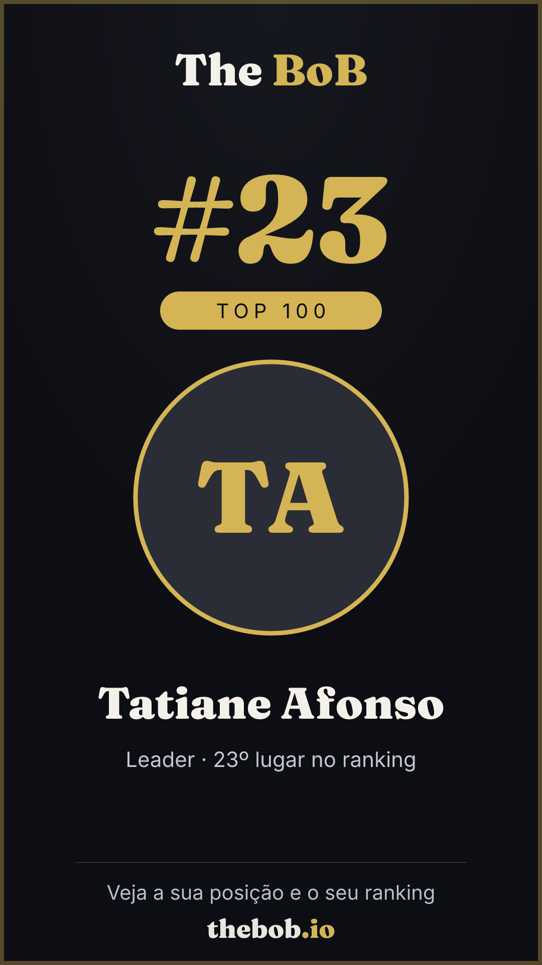 Selo The BoB · Tatiane Afonso