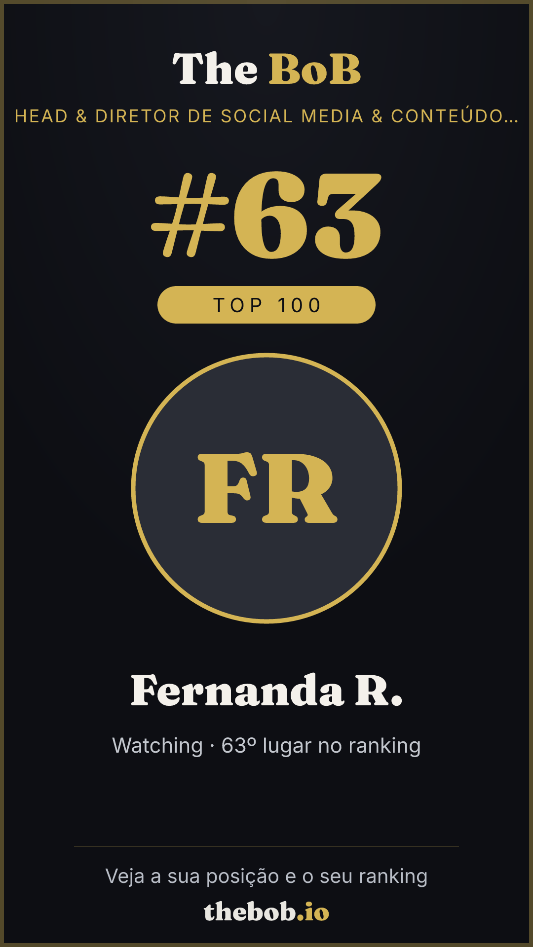 Selo The BoB · Fernanda R.