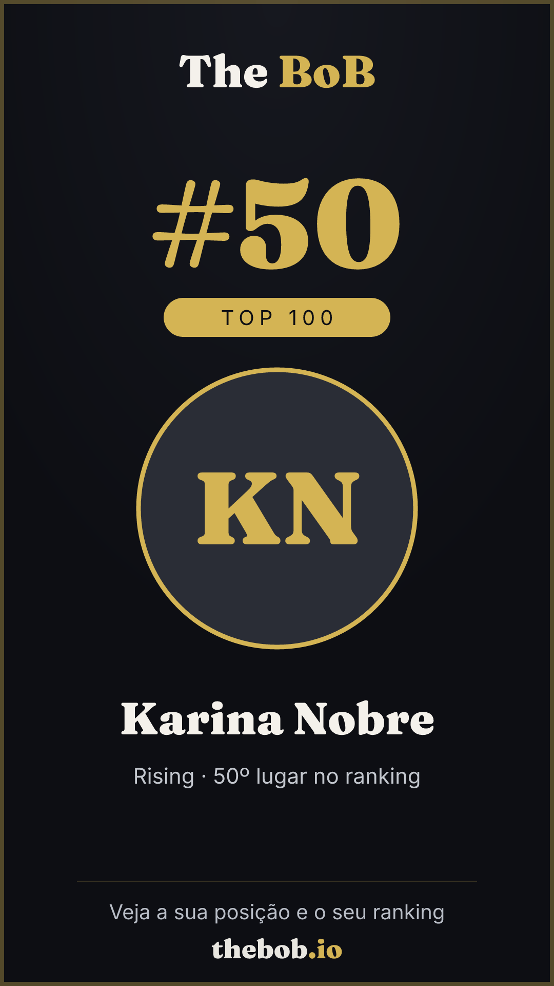 Selo The BoB · Karina Nobre