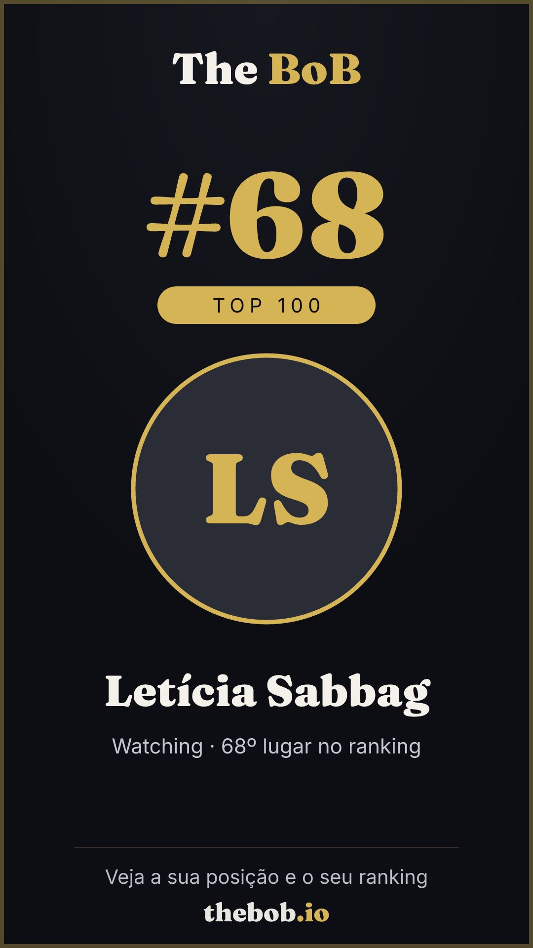 Selo The BoB · Letícia Sabbag