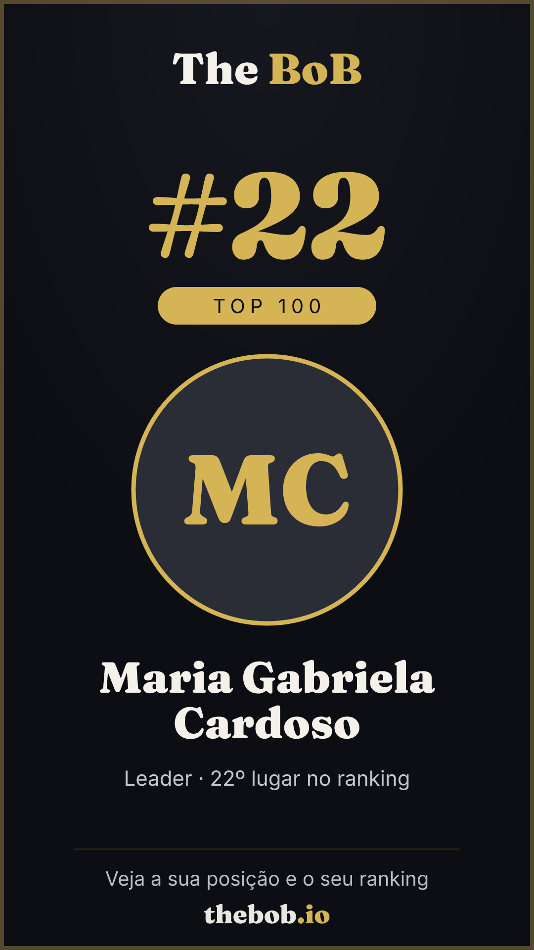 Selo The BoB · Maria Gabriela Cardoso