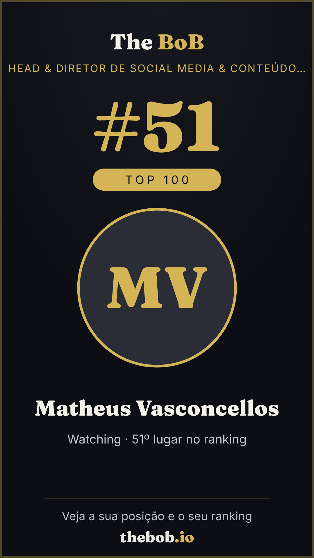 Selo The BoB · Matheus Vasconcellos