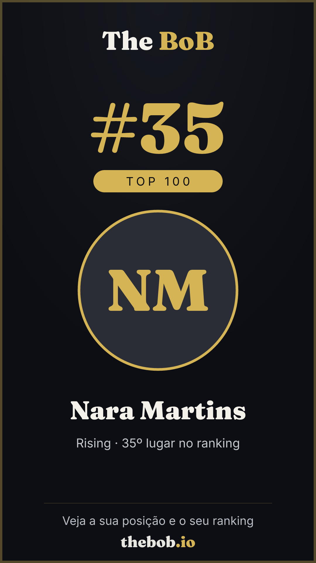 Selo The BoB · Nara Martins