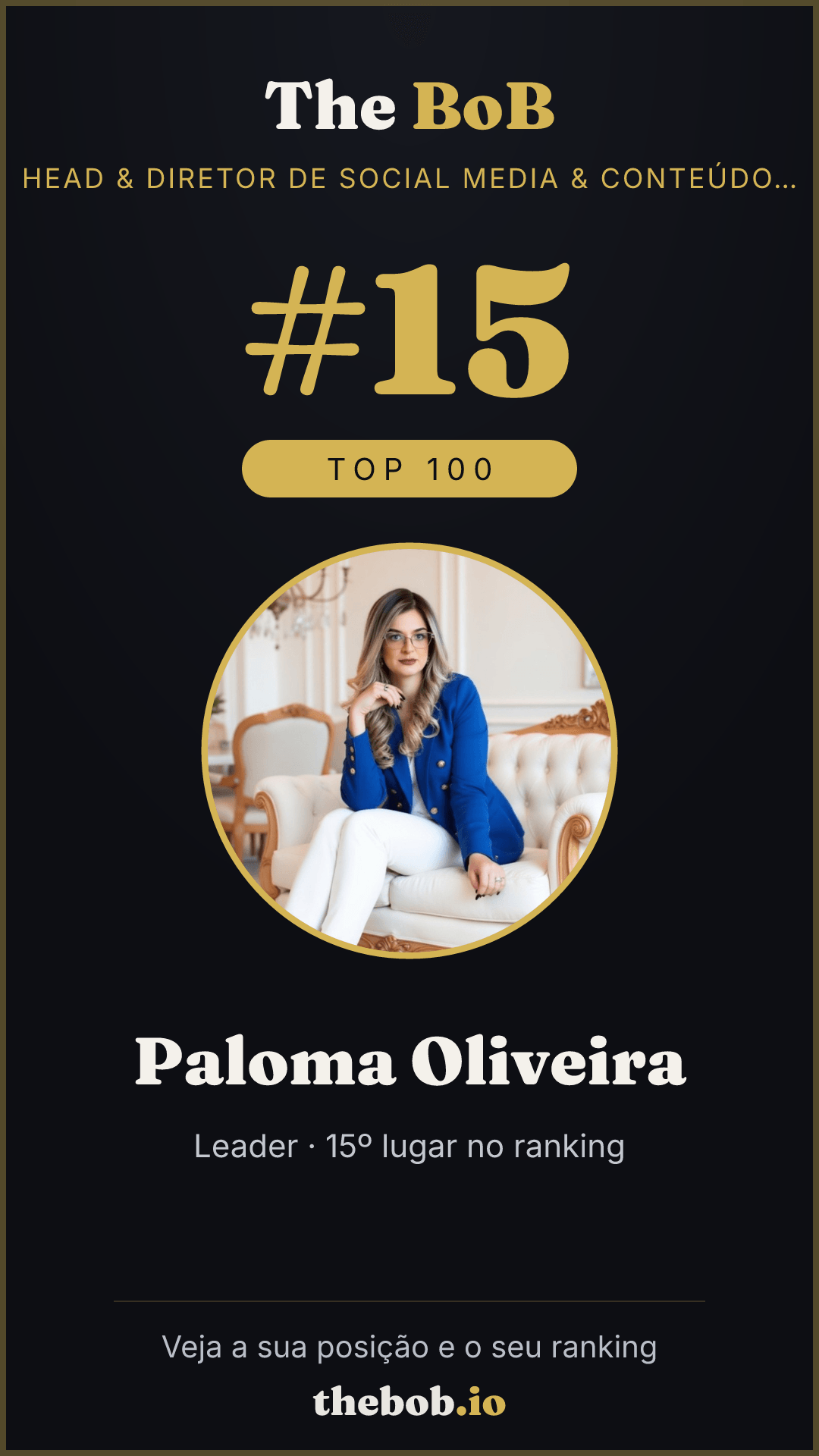 Selo The BoB · Paloma Oliveira