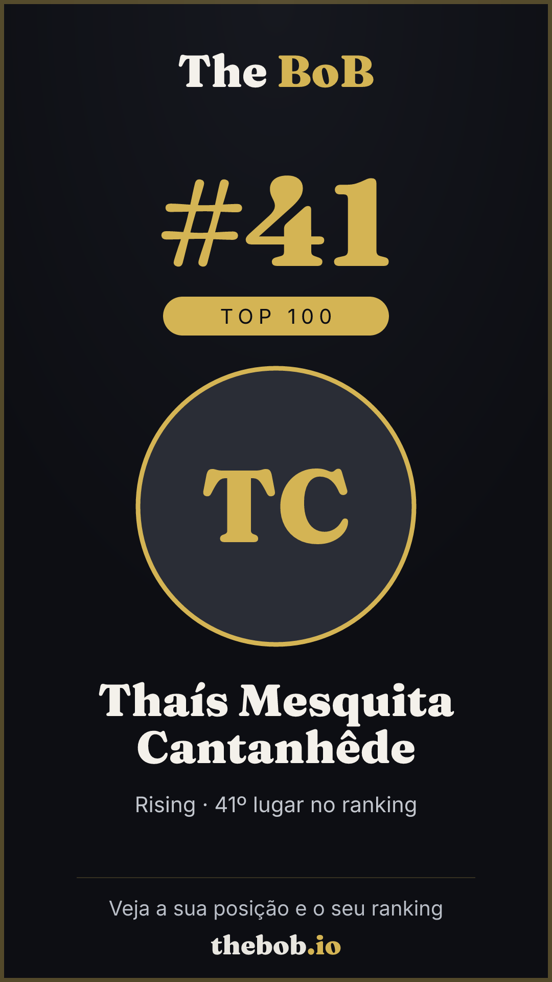 Selo The BoB · Thaís Mesquita Cantanhêde