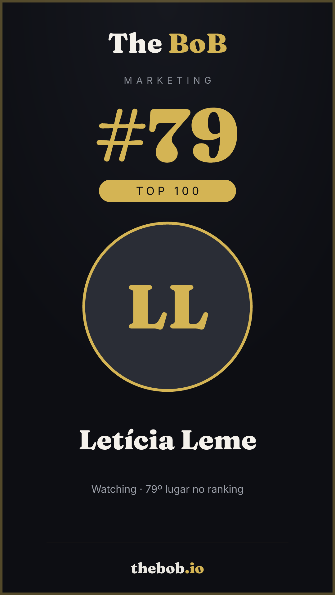 Selo The BoB · Letícia Leme